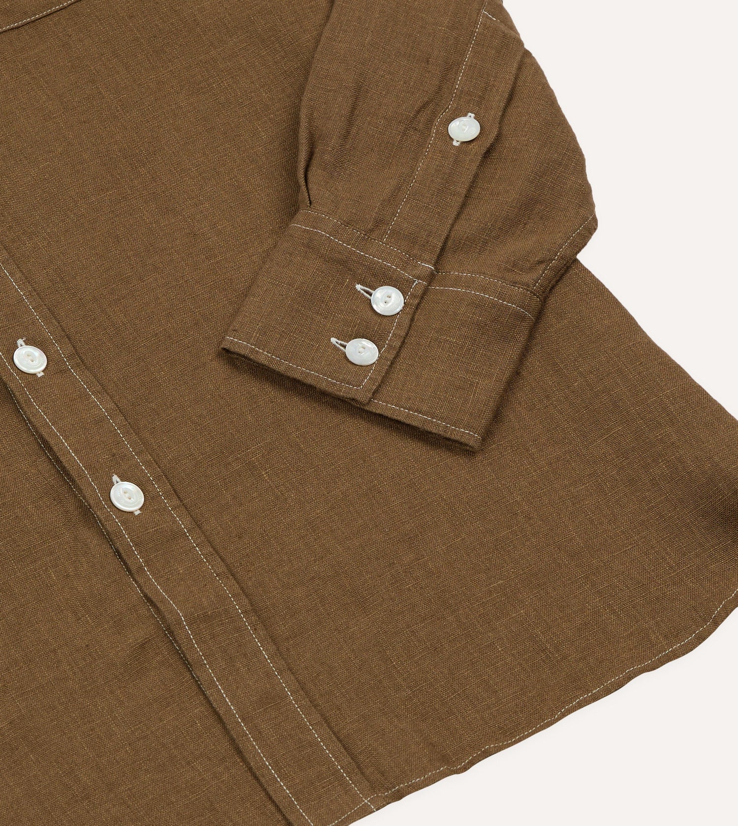 Brown Linen Two-Pocket Western Shirt