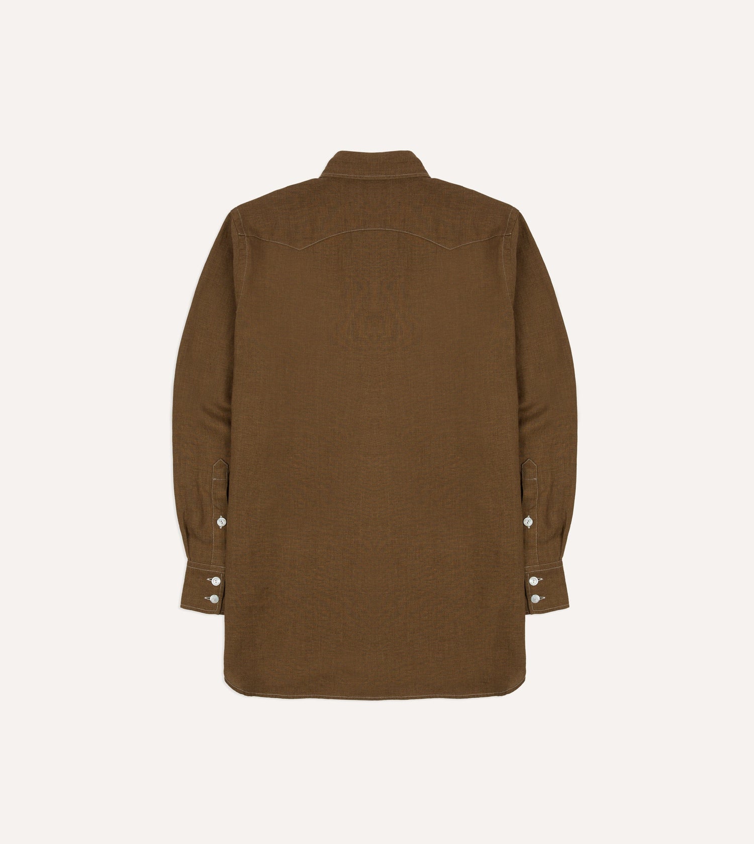 Brown Linen Two-Pocket Western Shirt