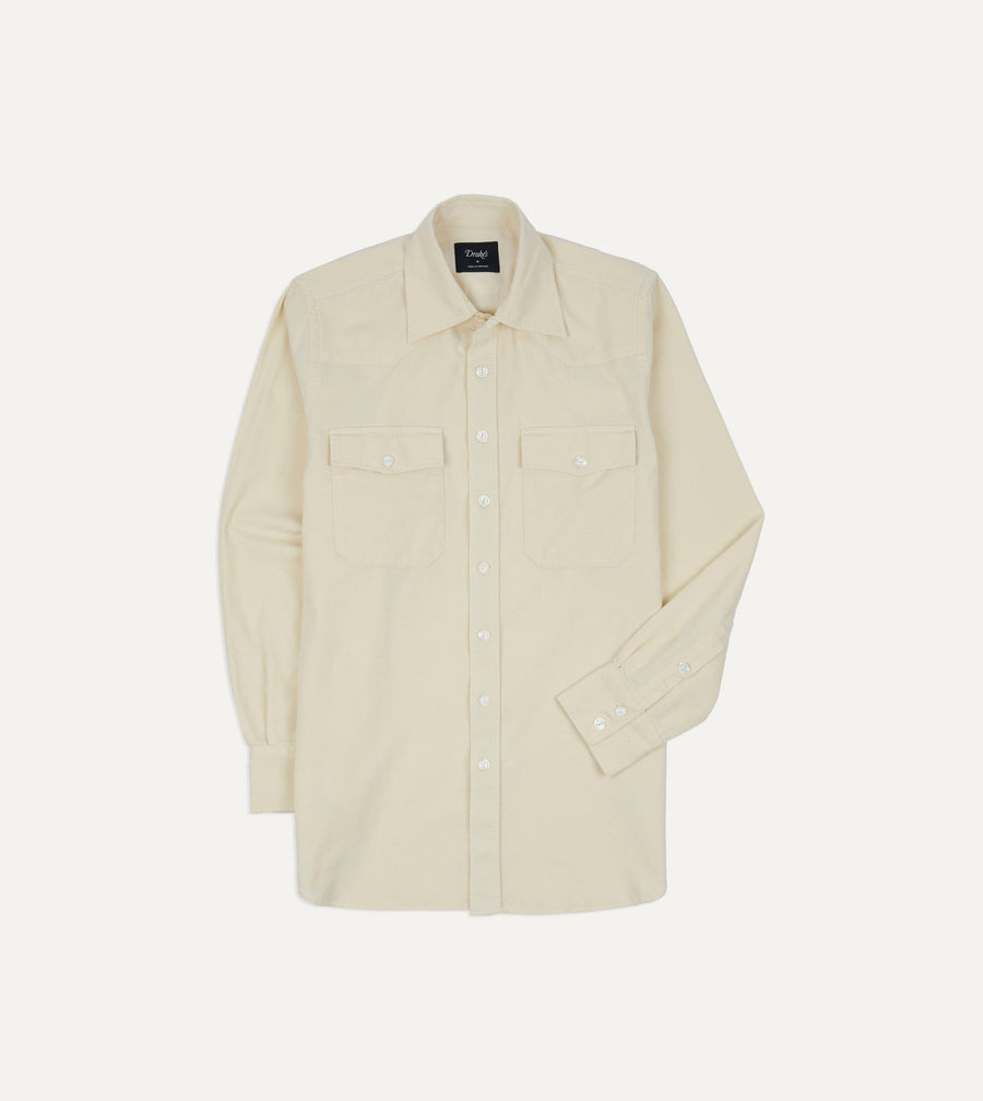 Ecru Needlecord Two-Pocket Western Shirt