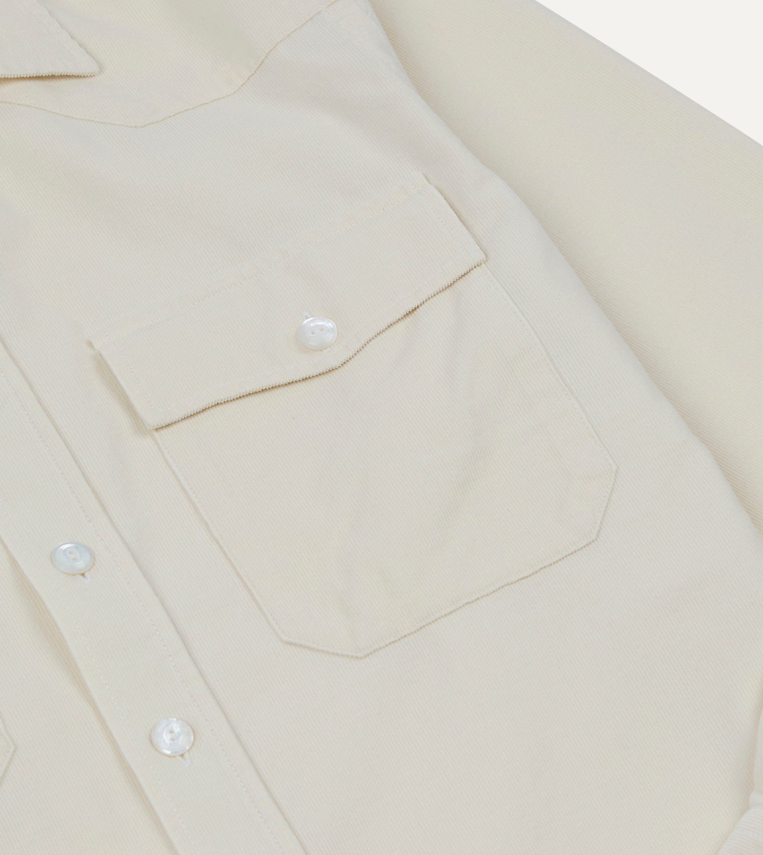 Ecru Needlecord Two-Pocket Western Shirt