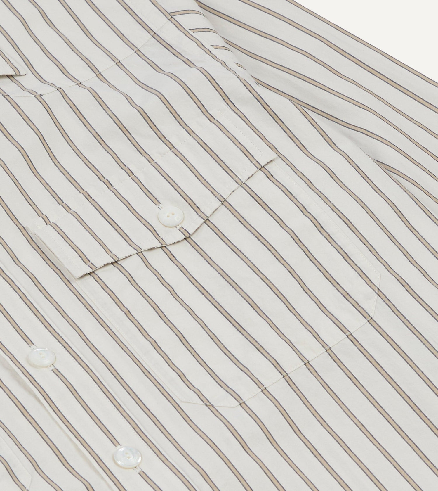 Ecru Stripe Cotton Two-Pocket Western Shirt