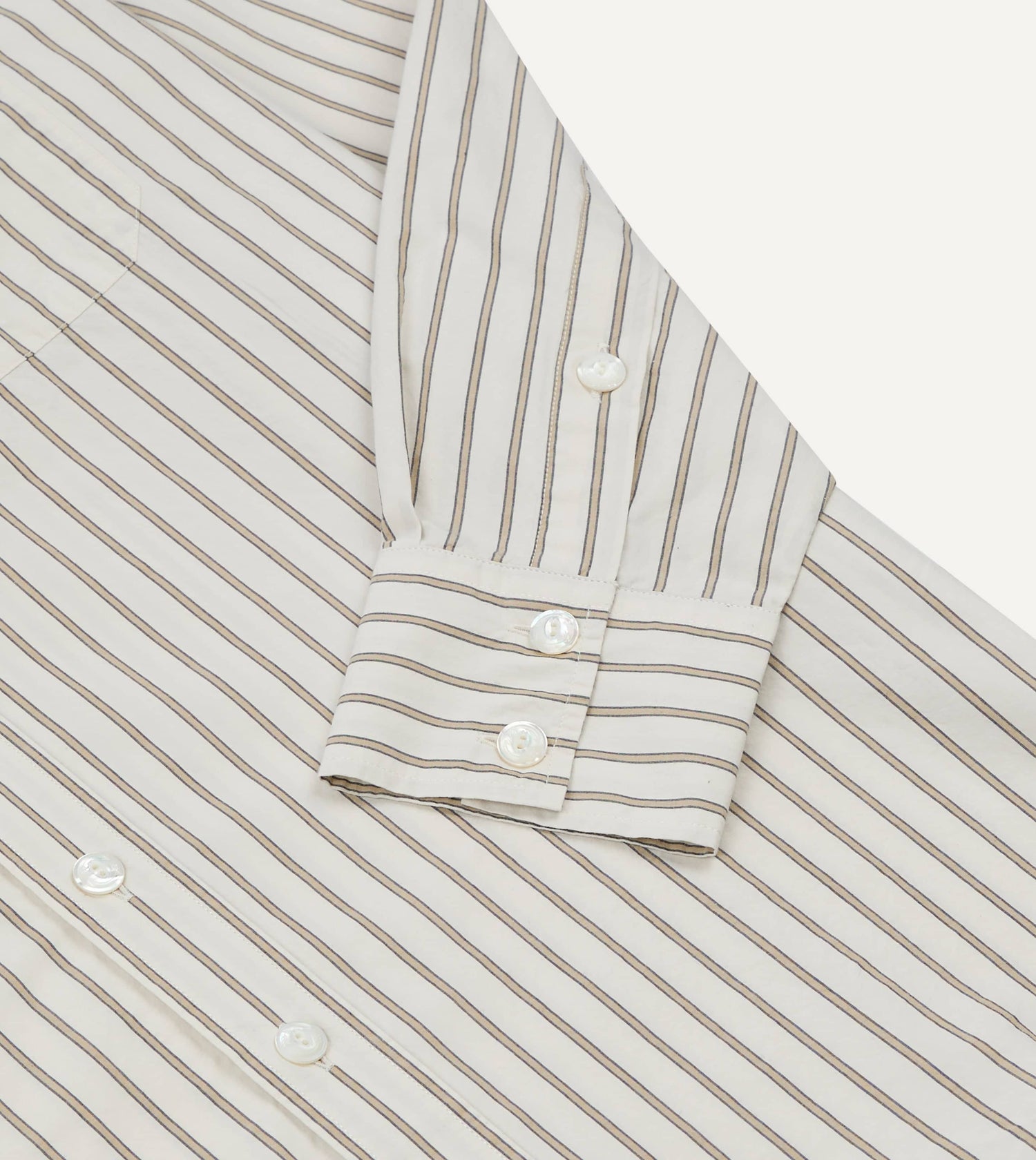 Ecru Stripe Cotton Two-Pocket Western Shirt