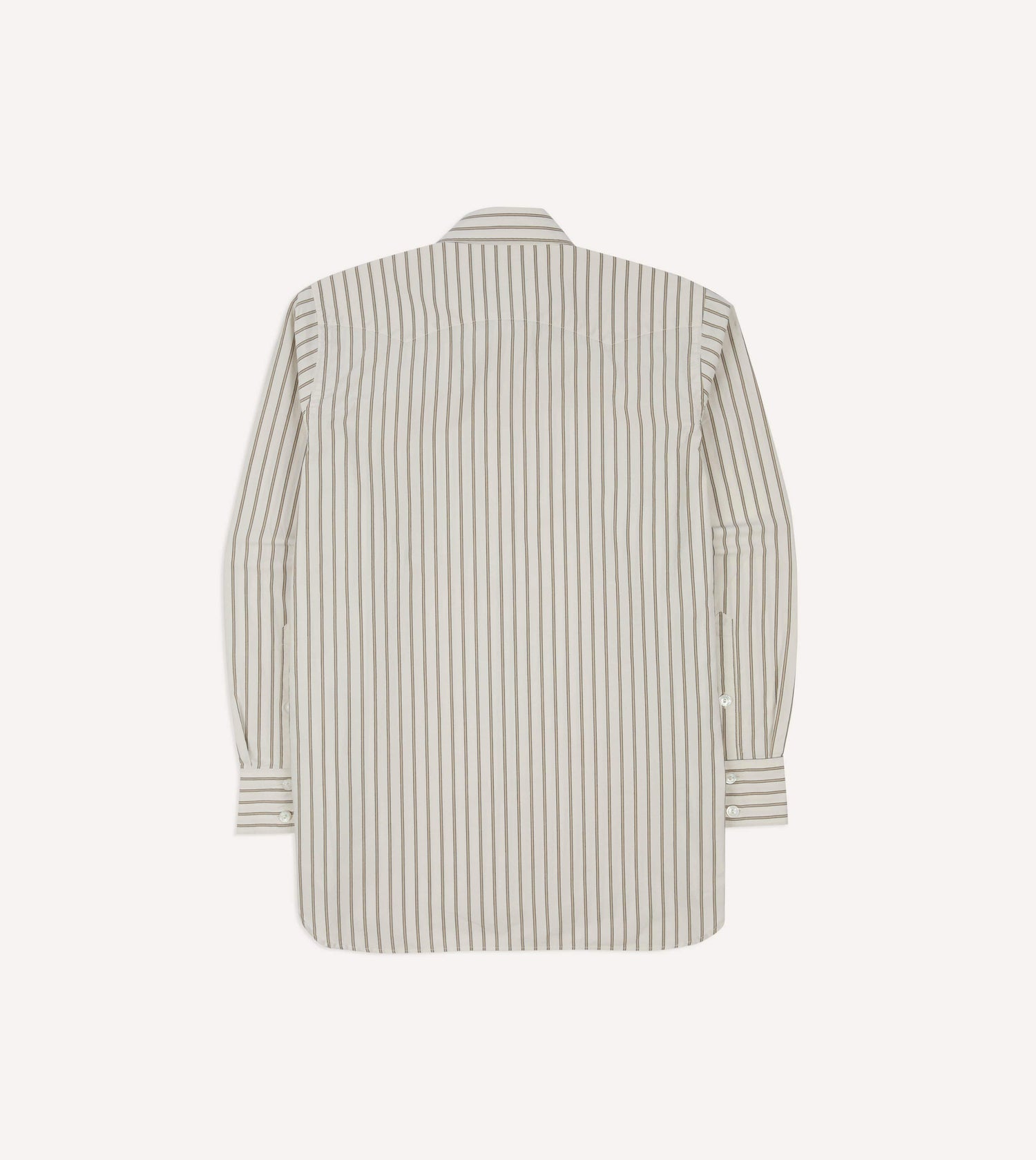 Ecru Stripe Cotton Two-Pocket Western Shirt