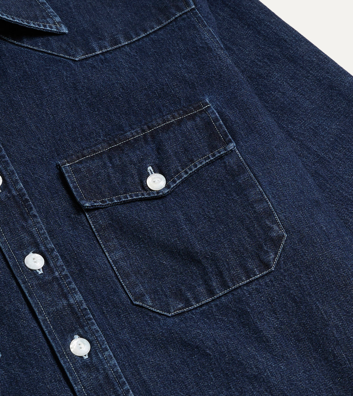 Indigo Rinse Denim Two-Pocket Western Shirt
