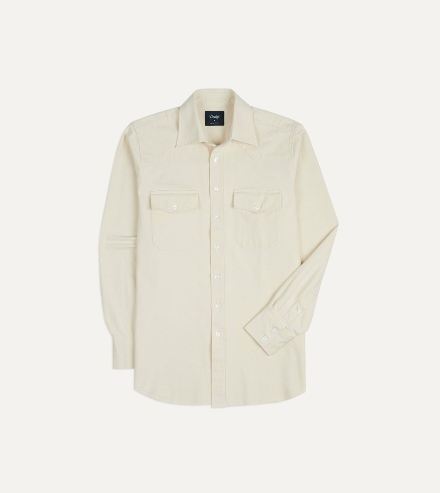 Ecru Denim Two-Pocket Western Shirt