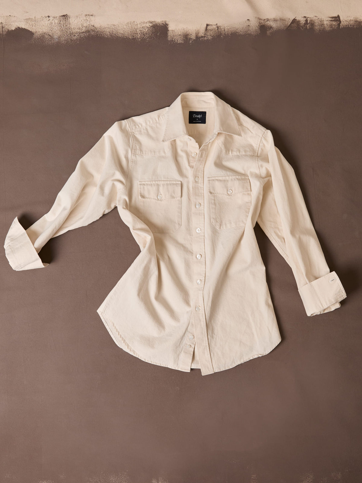 Ecru Denim Two-Pocket Western Shirt