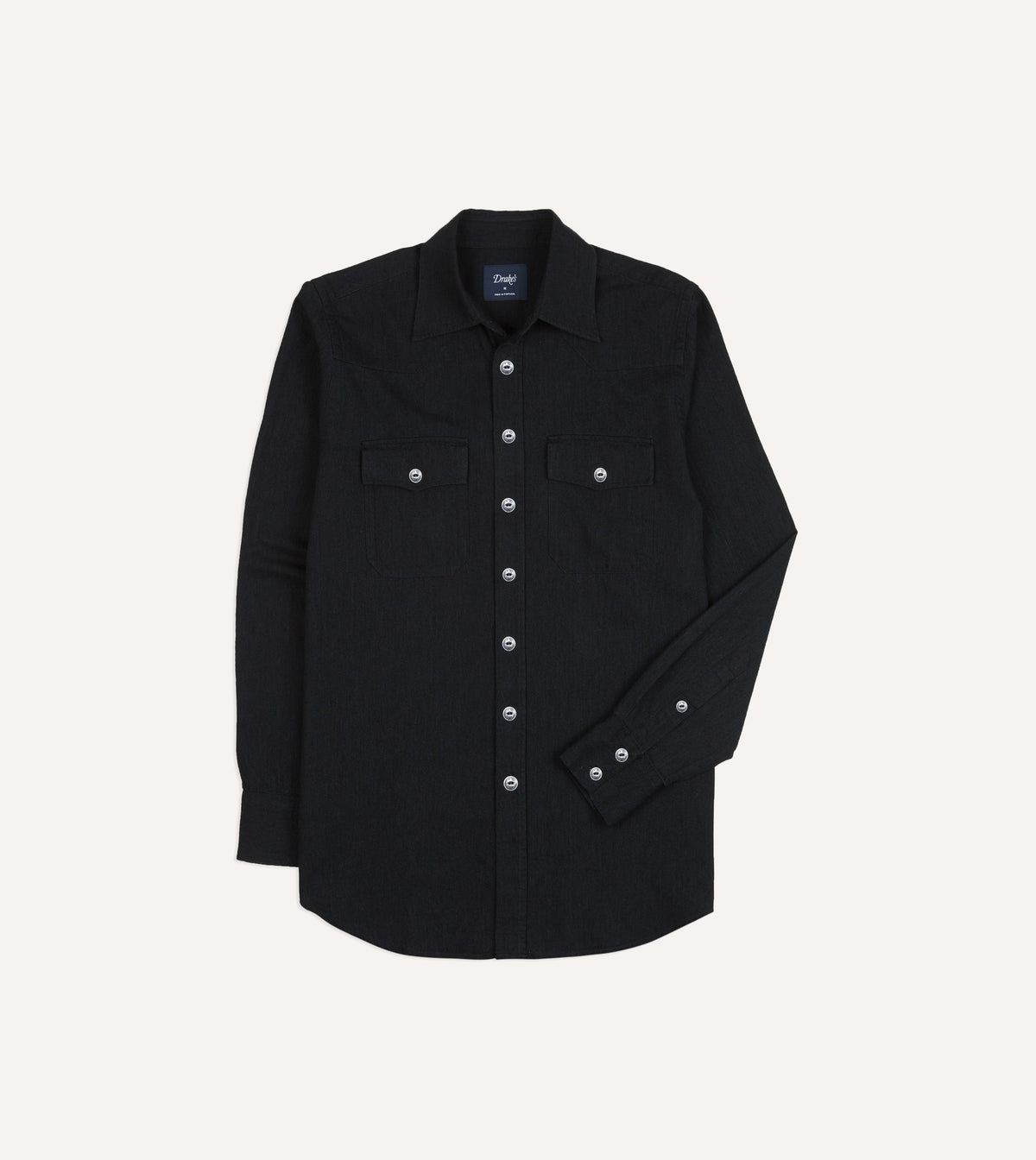 Black Denim Two-Pocket Western Shirt