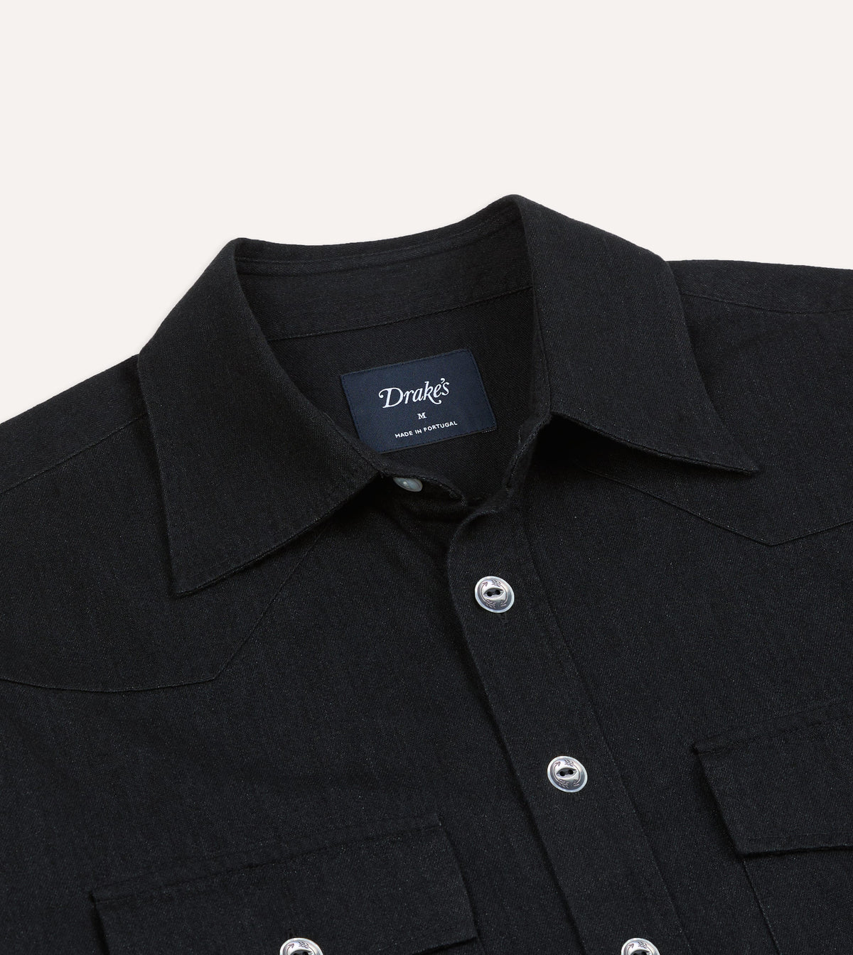 Black Denim Two-Pocket Western Shirt
