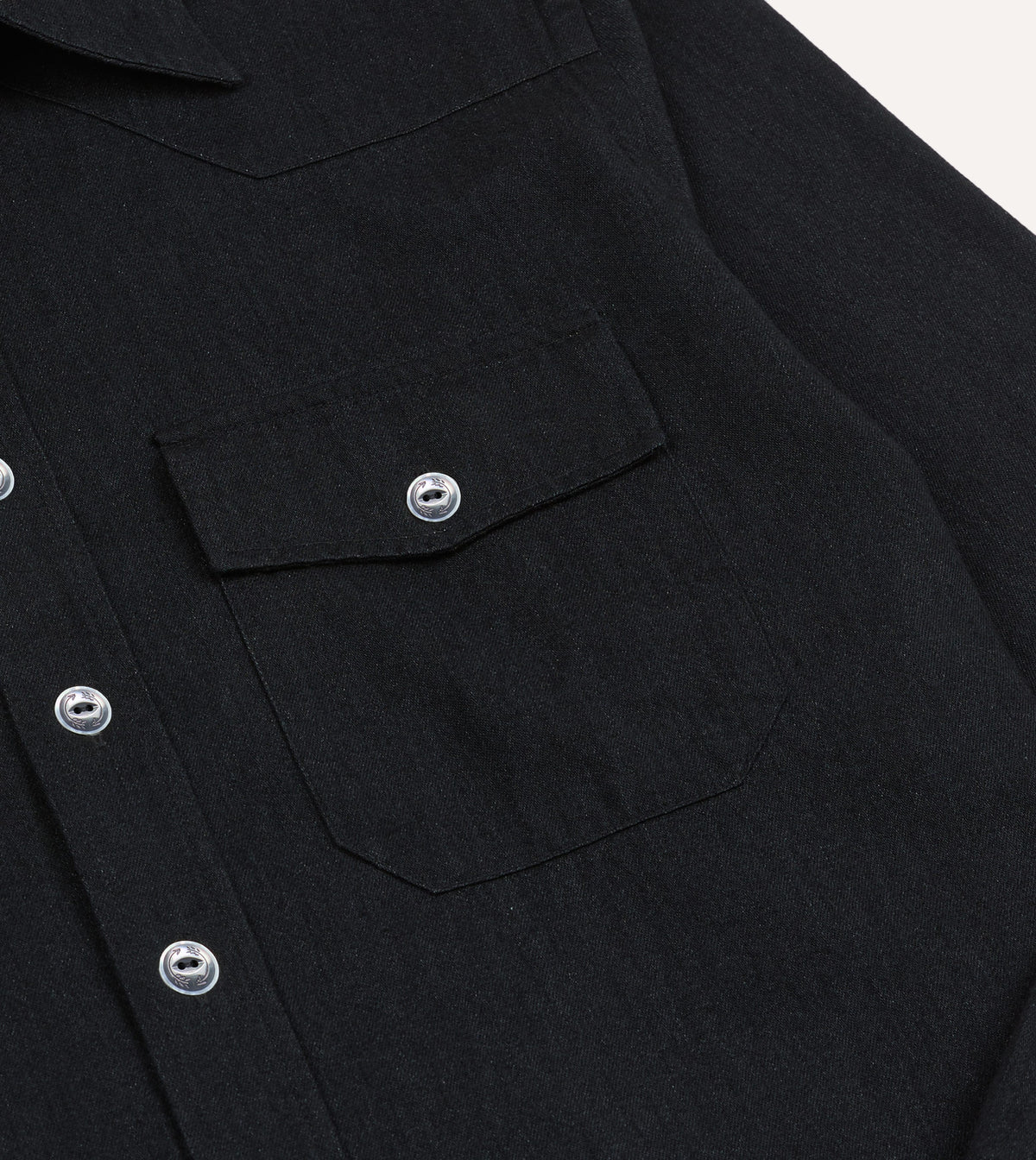 Black Denim Two-Pocket Western Shirt