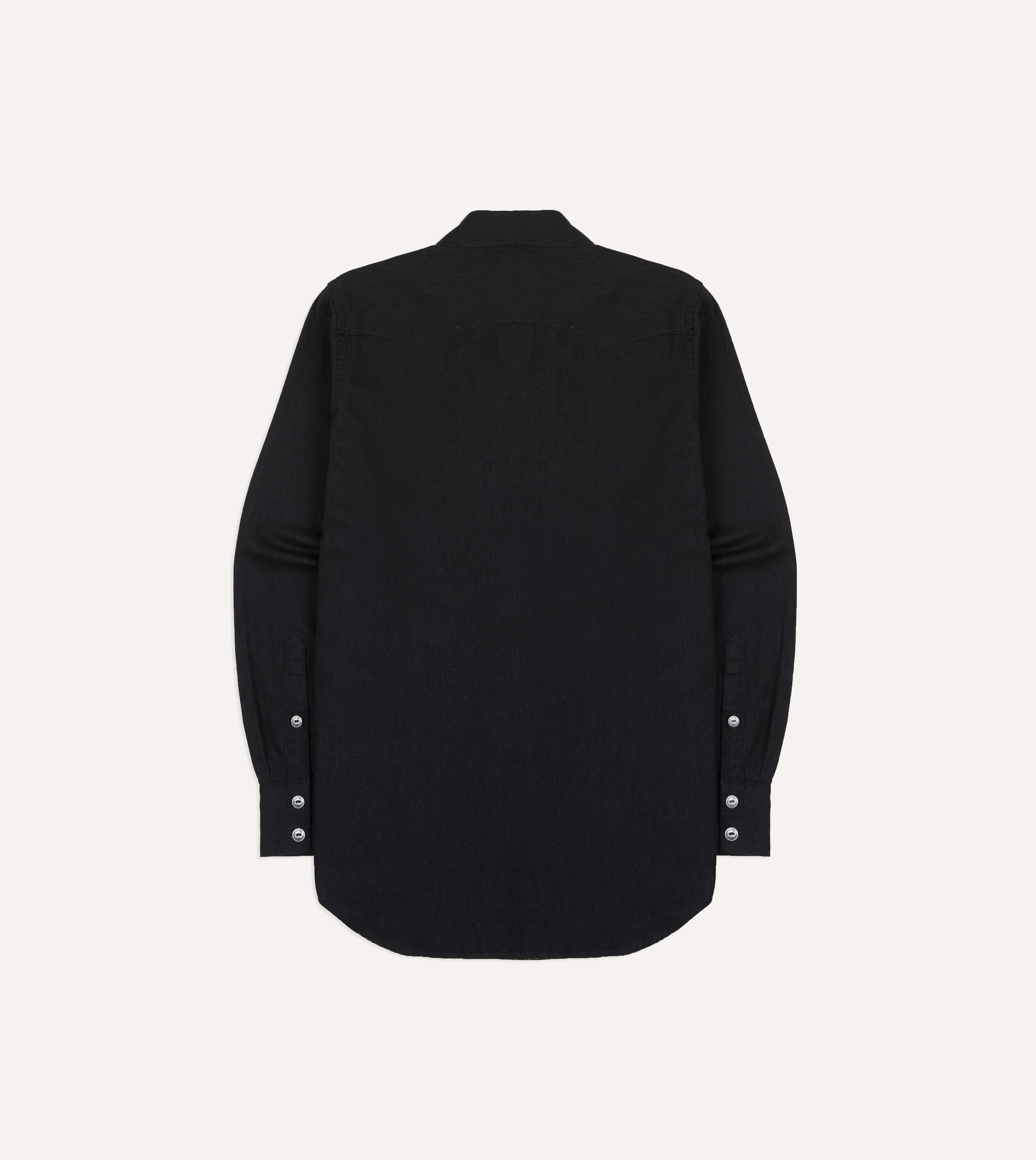 Black Denim Two-Pocket Western Shirt