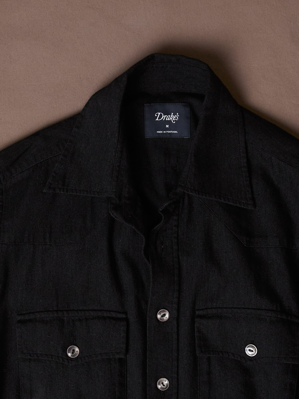 Black Denim Two-Pocket Western Shirt