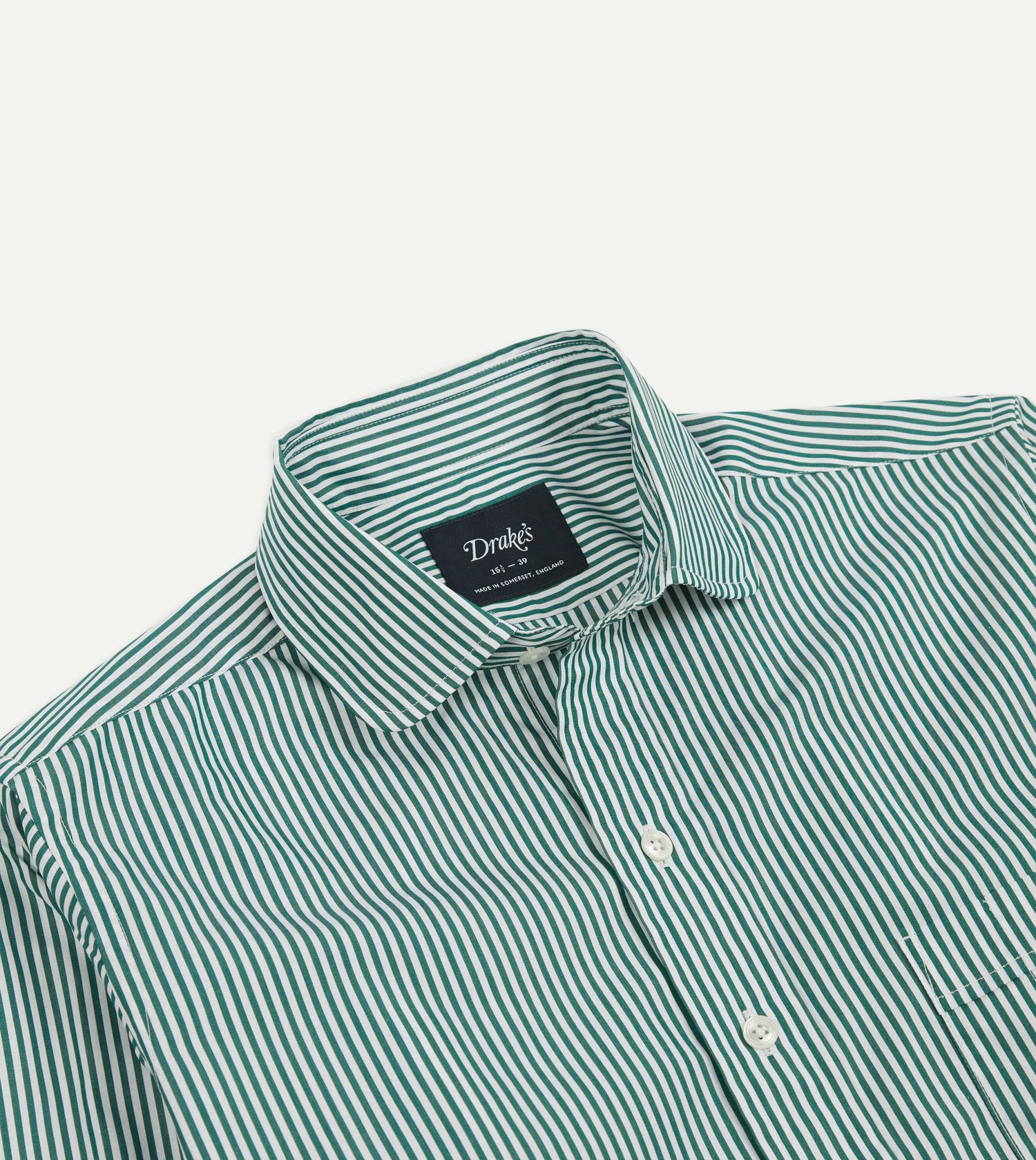 Dark Green Narrow Stripe Poplin Club Collar Shirt