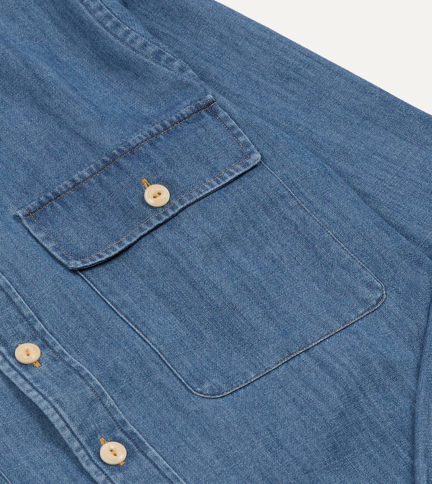 Stone Wash Denim Club Collar Work Shirt