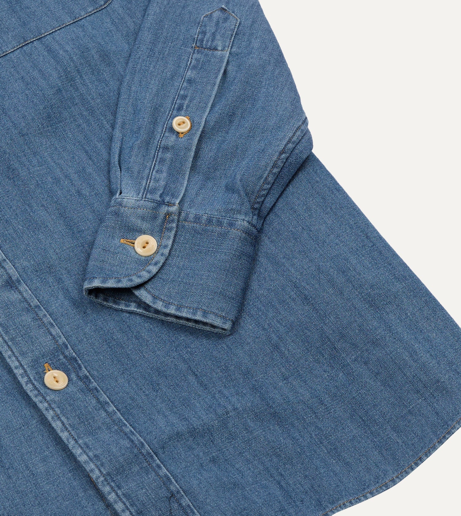 Stone Wash Denim Club Collar Work Shirt