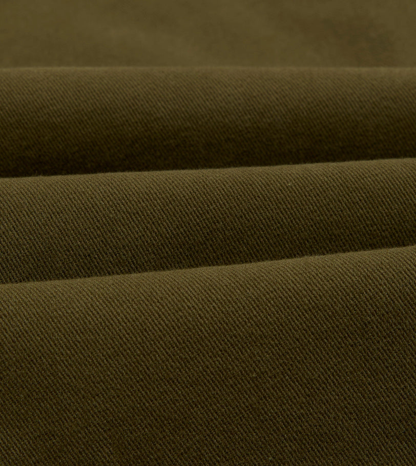 Khaki Cotton Mandarin Collar Popover Shirt