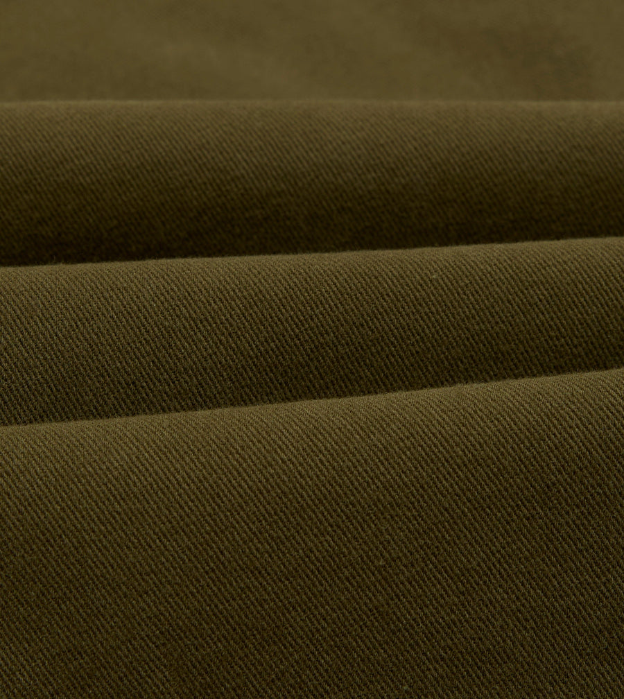 Khaki Cotton Mandarin Collar Popover Shirt