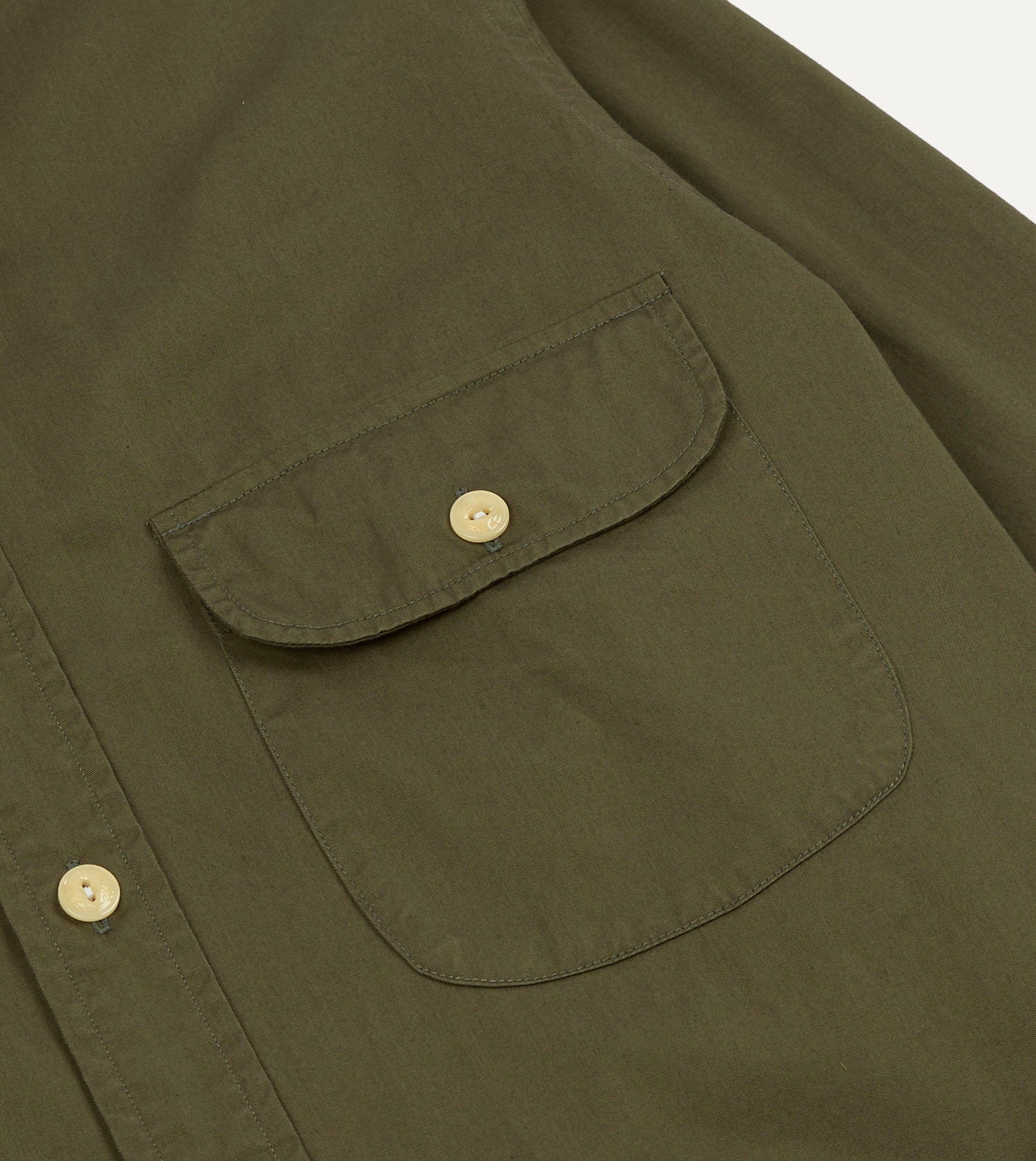 Olive Cotton Mandarin Collar Shirt