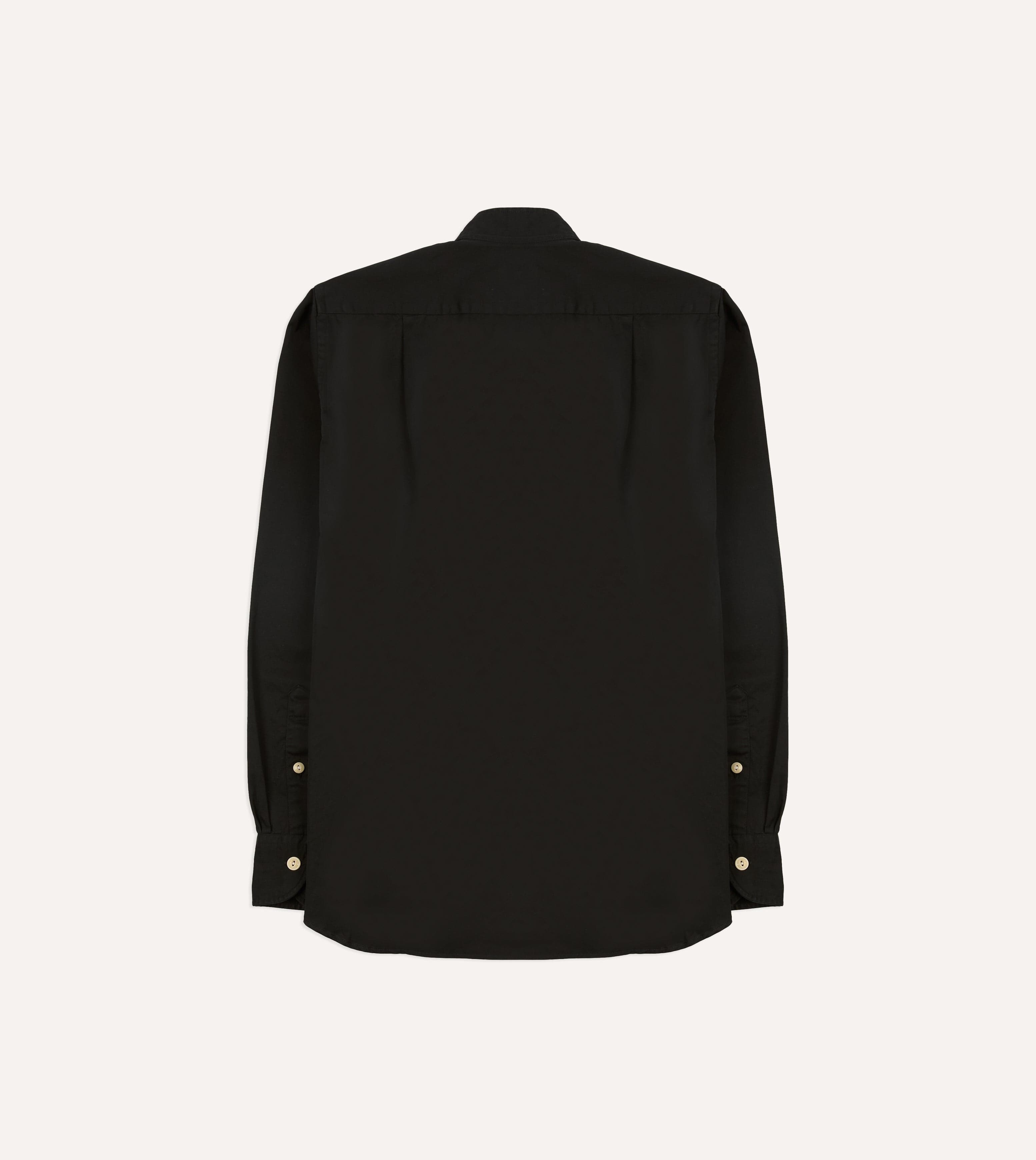 Black Cotton Mandarin Collar Shirt