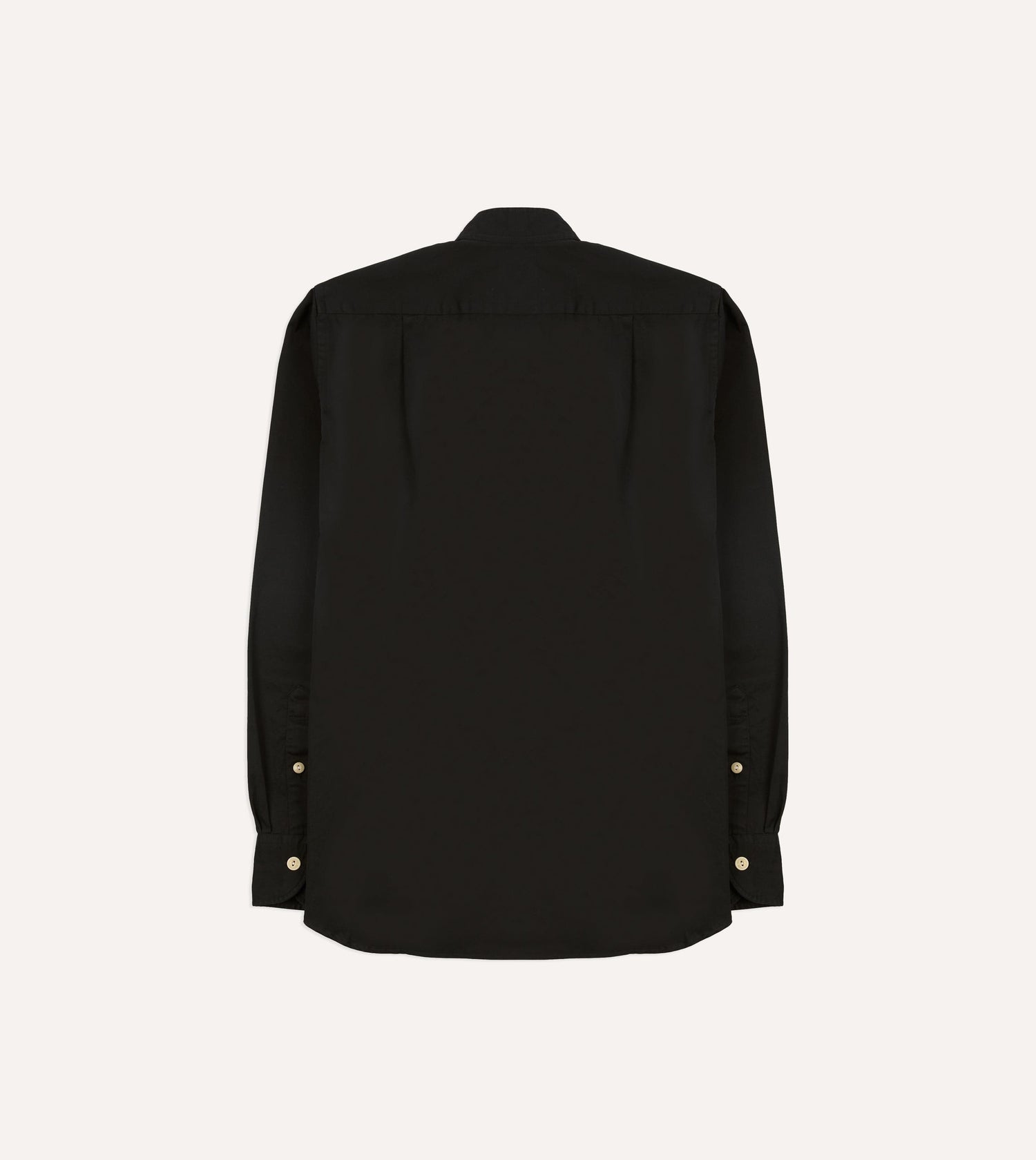 Black Cotton Mandarin Collar Shirt
