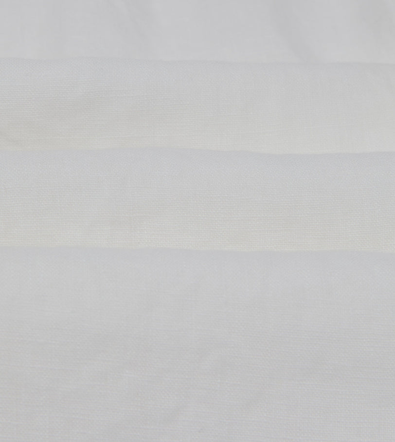 White Linen Mandarin Collar Shirt