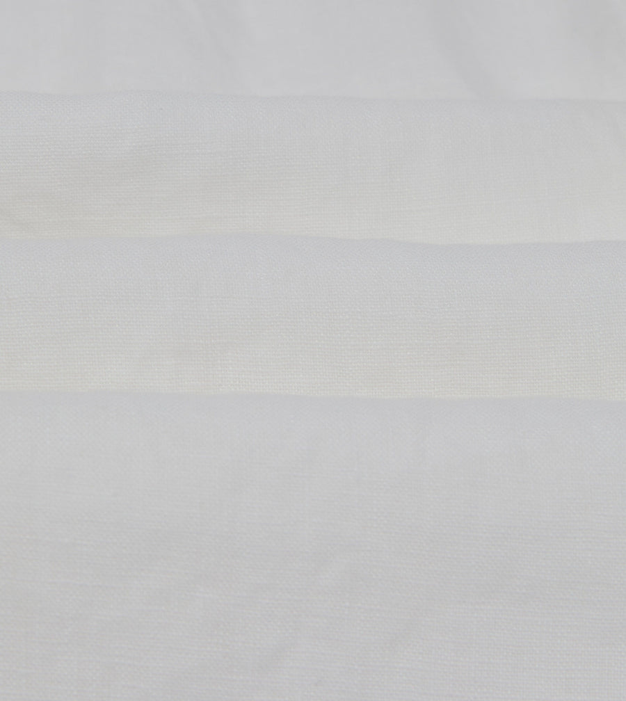 White Linen Mandarin Collar Shirt
