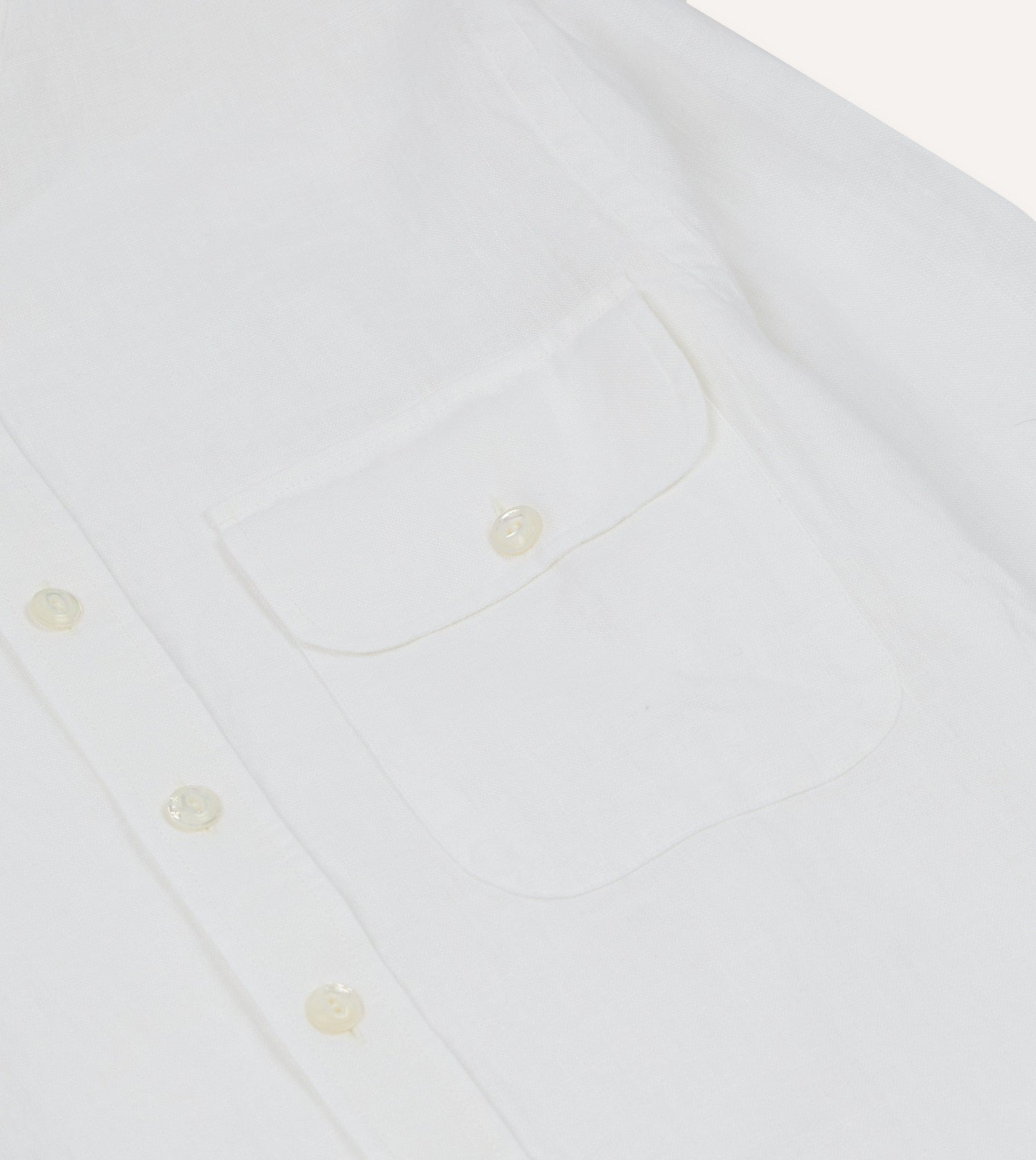 White Linen Mandarin Collar Shirt