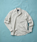 White and Navy Stripe Cotton Mandarin Collar Shirt