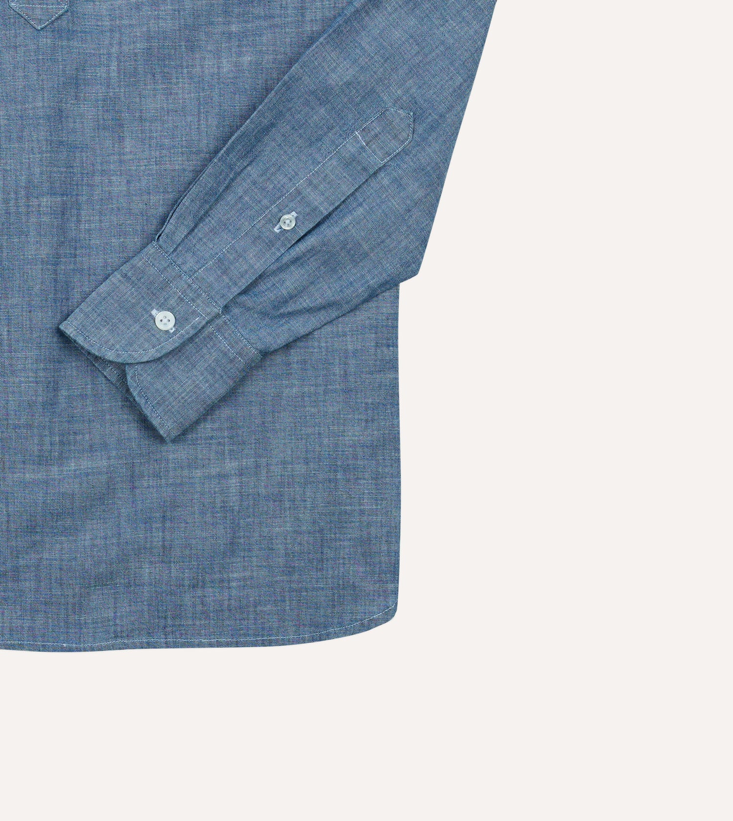 Bleach Blue Cotton Chambray Button-Down Popover Shirt