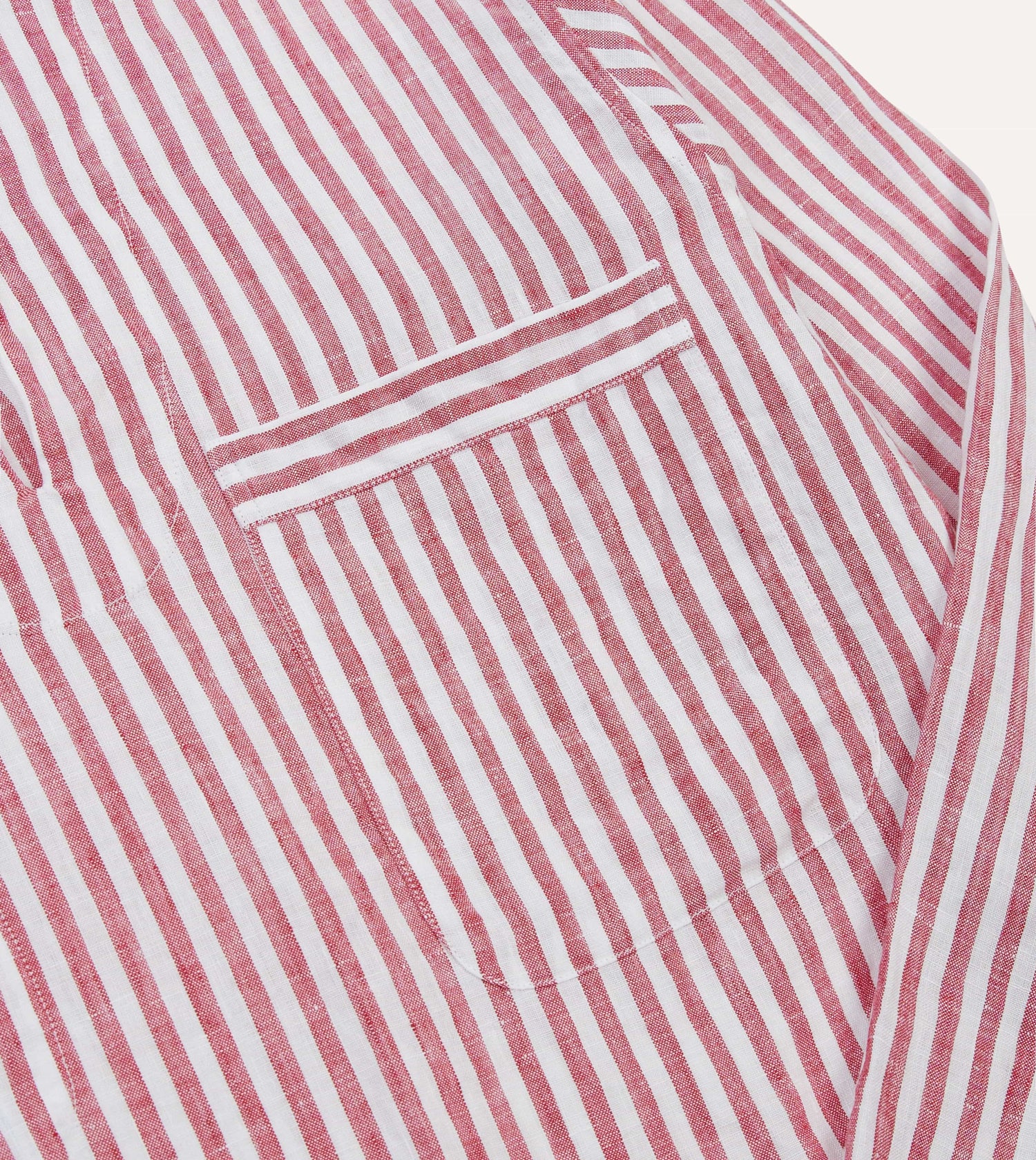 Red Stripe Linen Smock Shirt