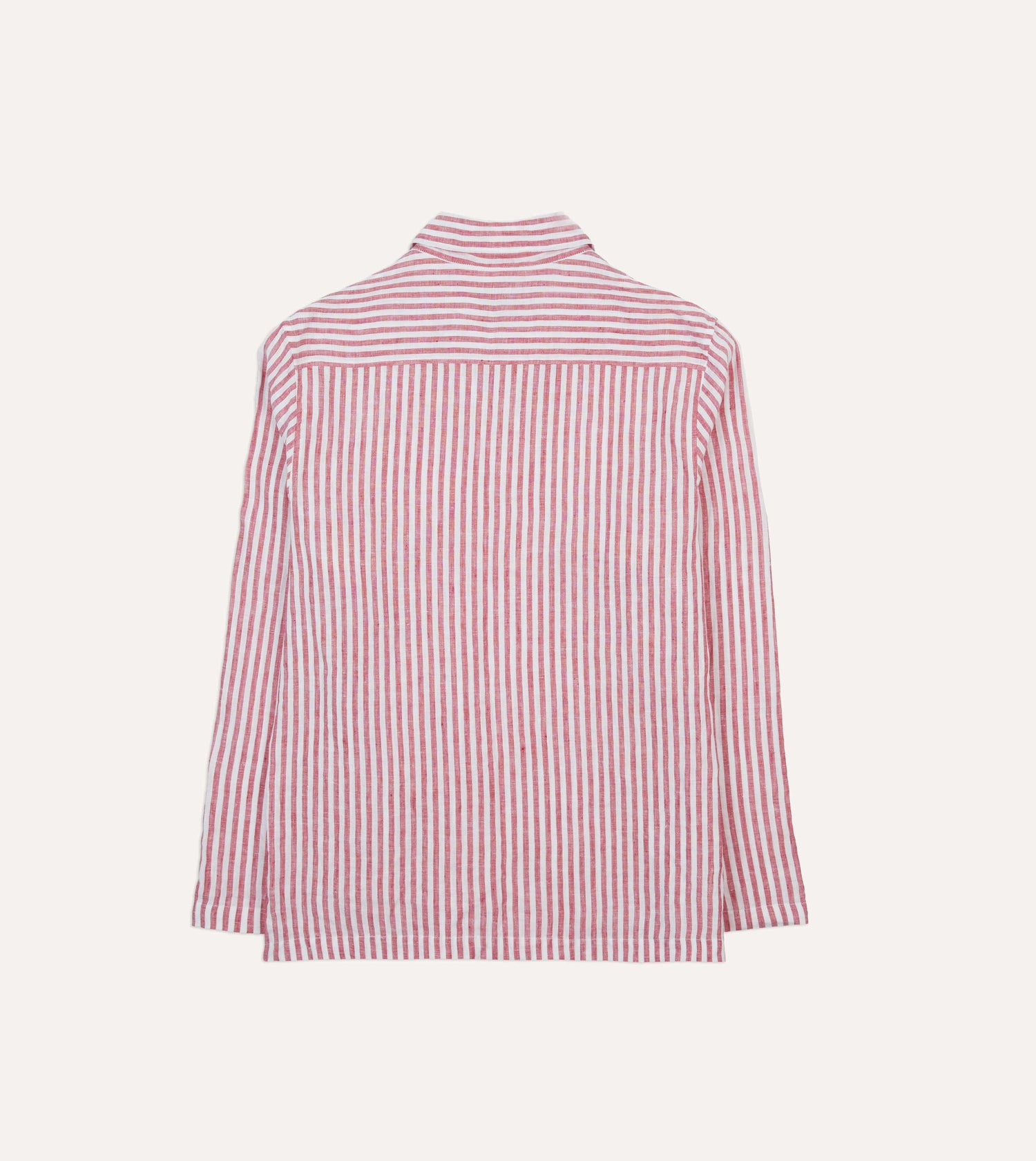Red Stripe Linen Smock Shirt