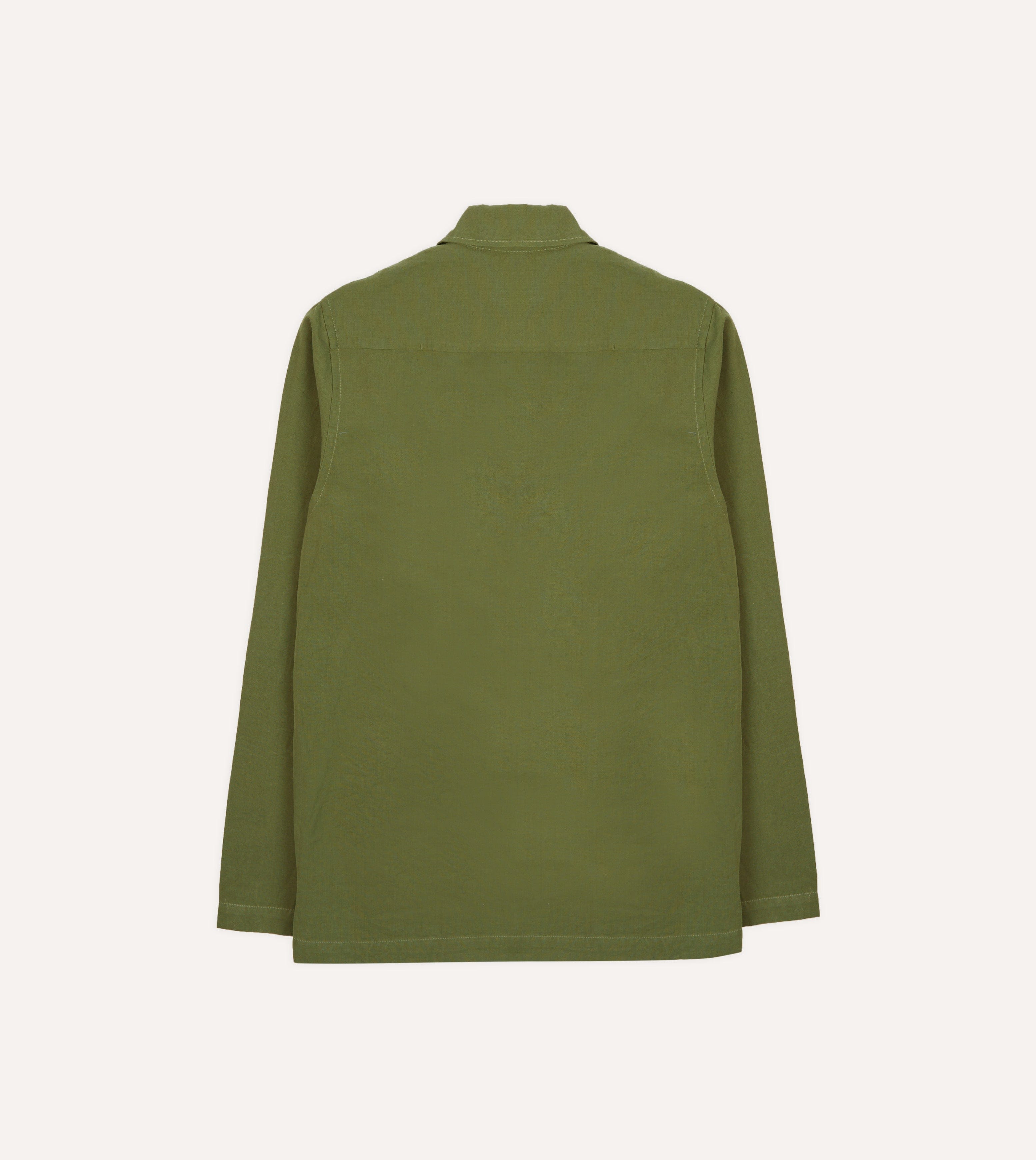 Olive Cotton-Linen Popover Shirt