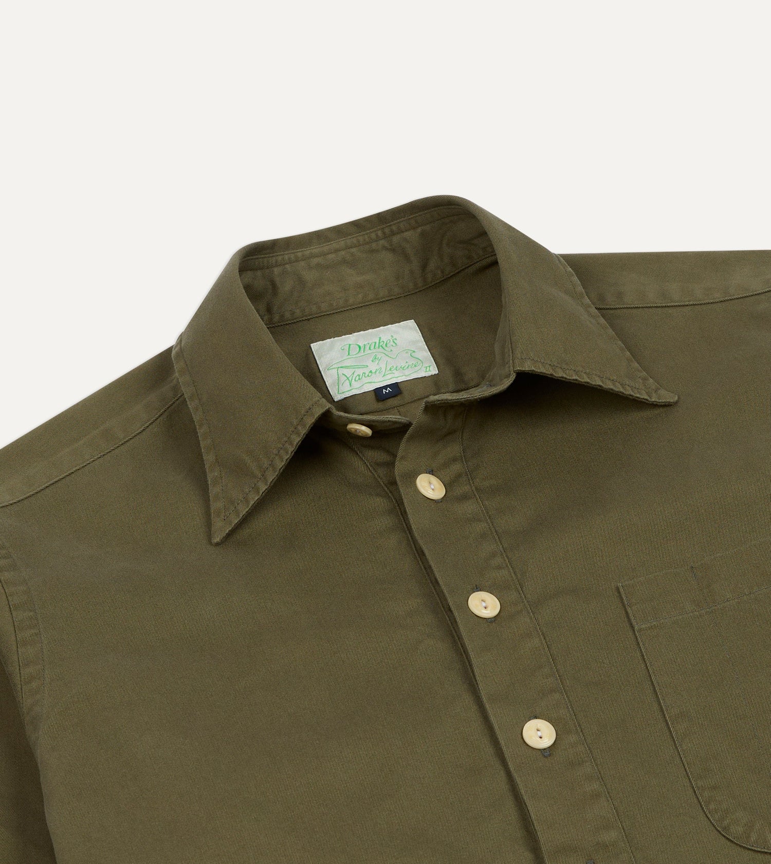 Drake's by A. Levine Olive Cotton Popover Shirt