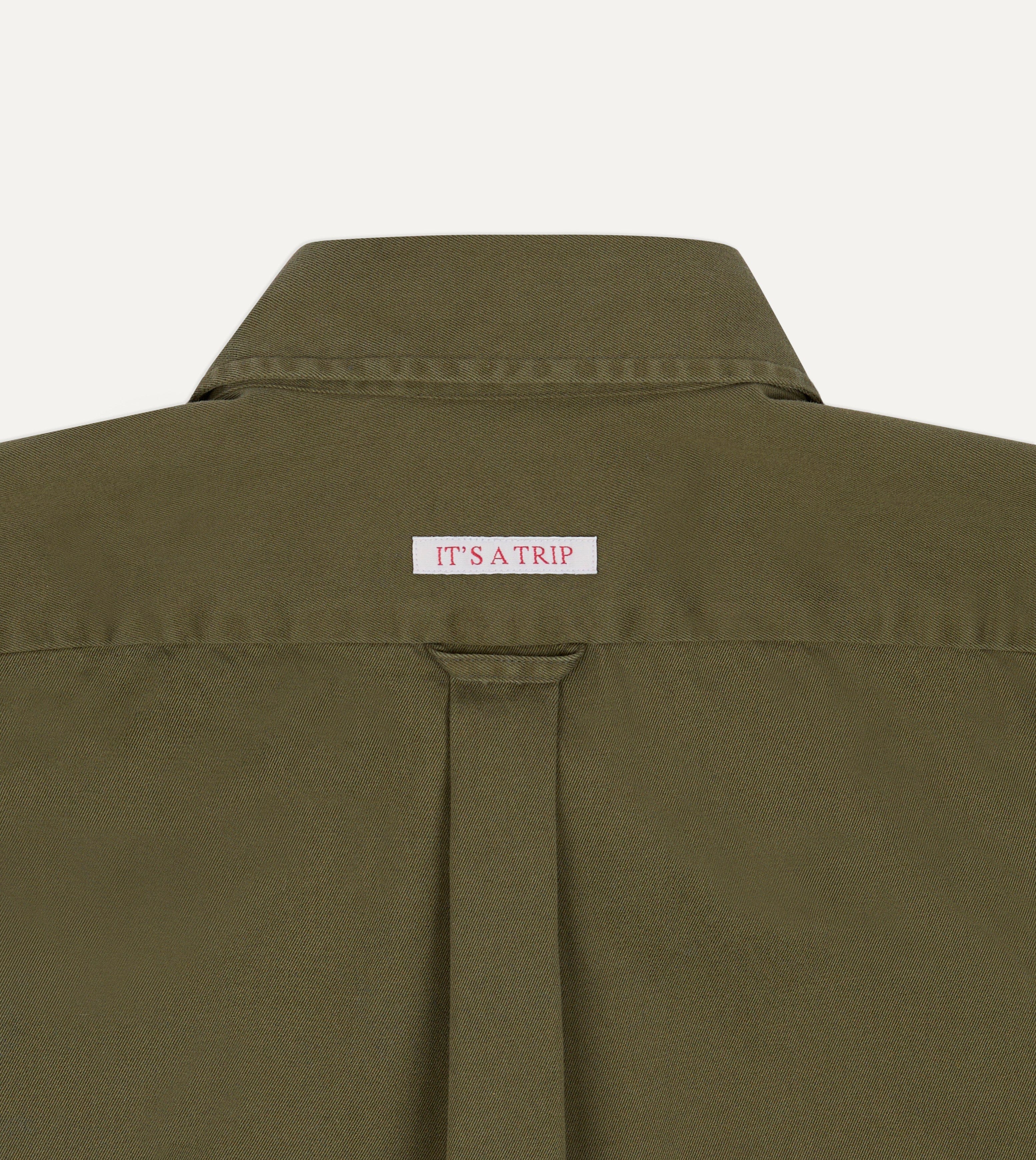 Drake's by A. Levine Olive Cotton Popover Shirt
