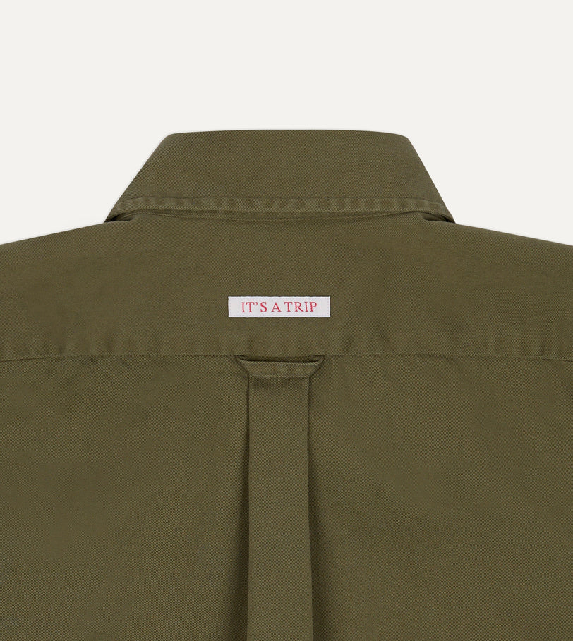 Drake's by A. Levine Olive Cotton Popover Shirt