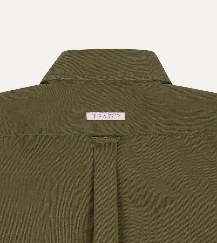 Drake's by A. Levine Olive Cotton Popover Shirt