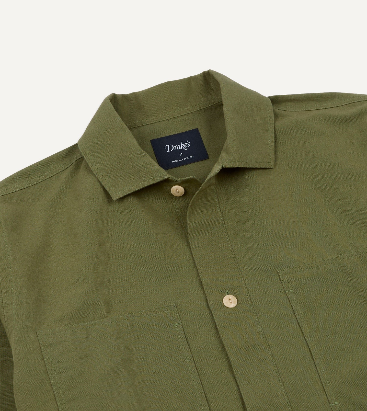 Green Vintage Cotton Spread Collar Popover Shirt