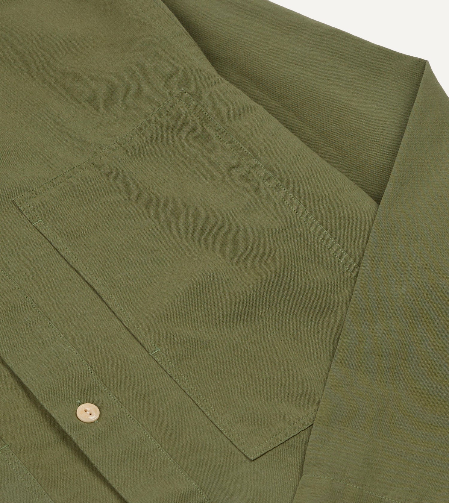 Green Vintage Cotton Spread Collar Popover Shirt