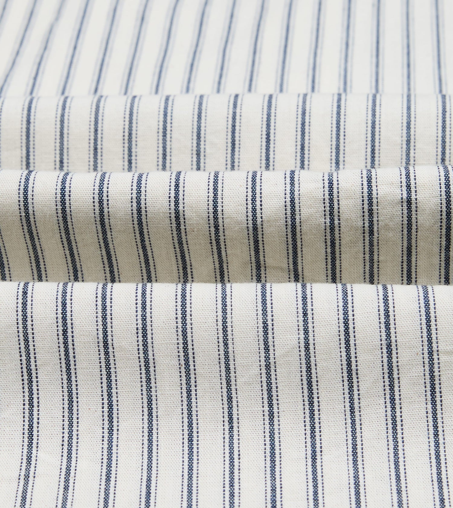 Indigo Stripe Cotton Mandarin Collar Popover Shirt
