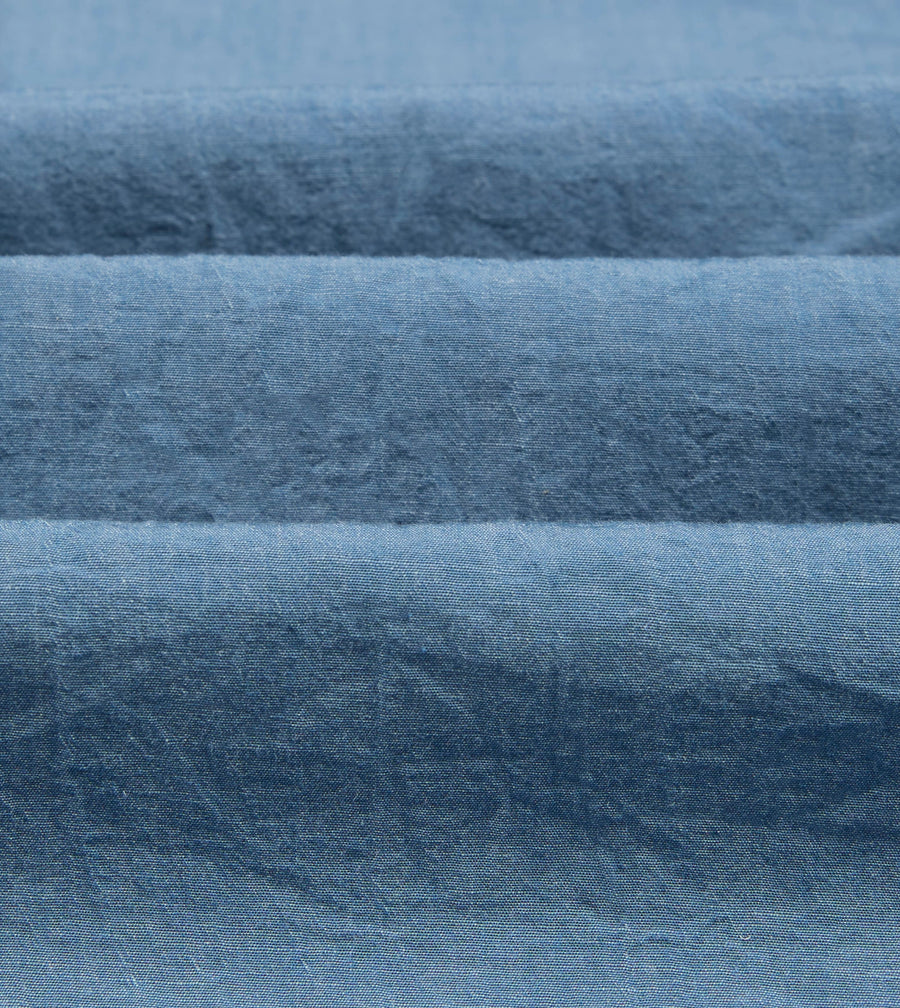 Light Indigo Cotton-Linen Popover Work Shirt