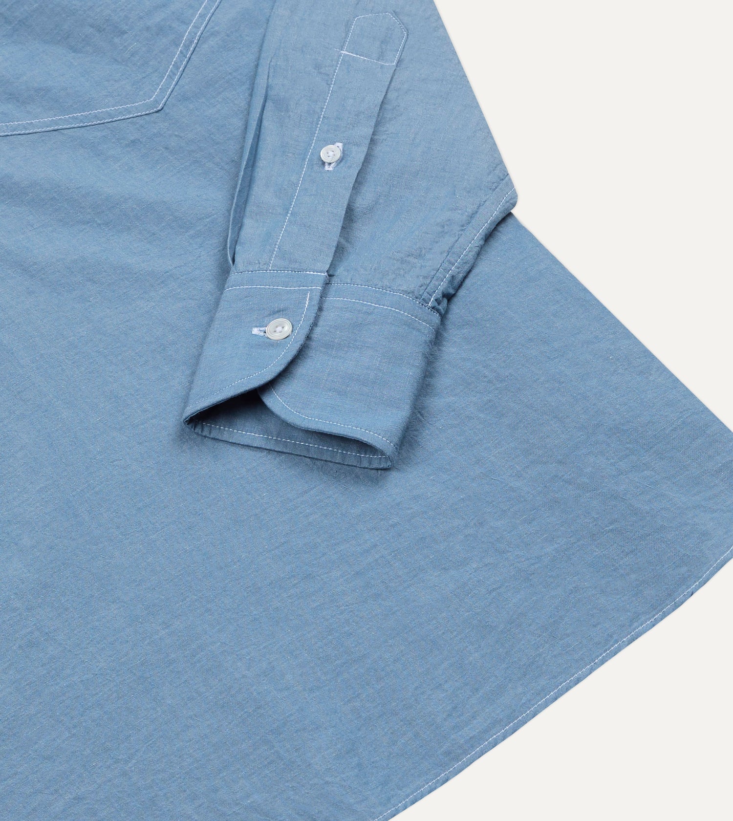 Light Indigo Cotton-Linen Popover Work Shirt