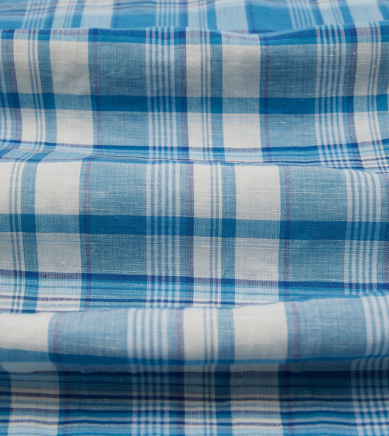 Blue Madras Check Linen Smock Shirt