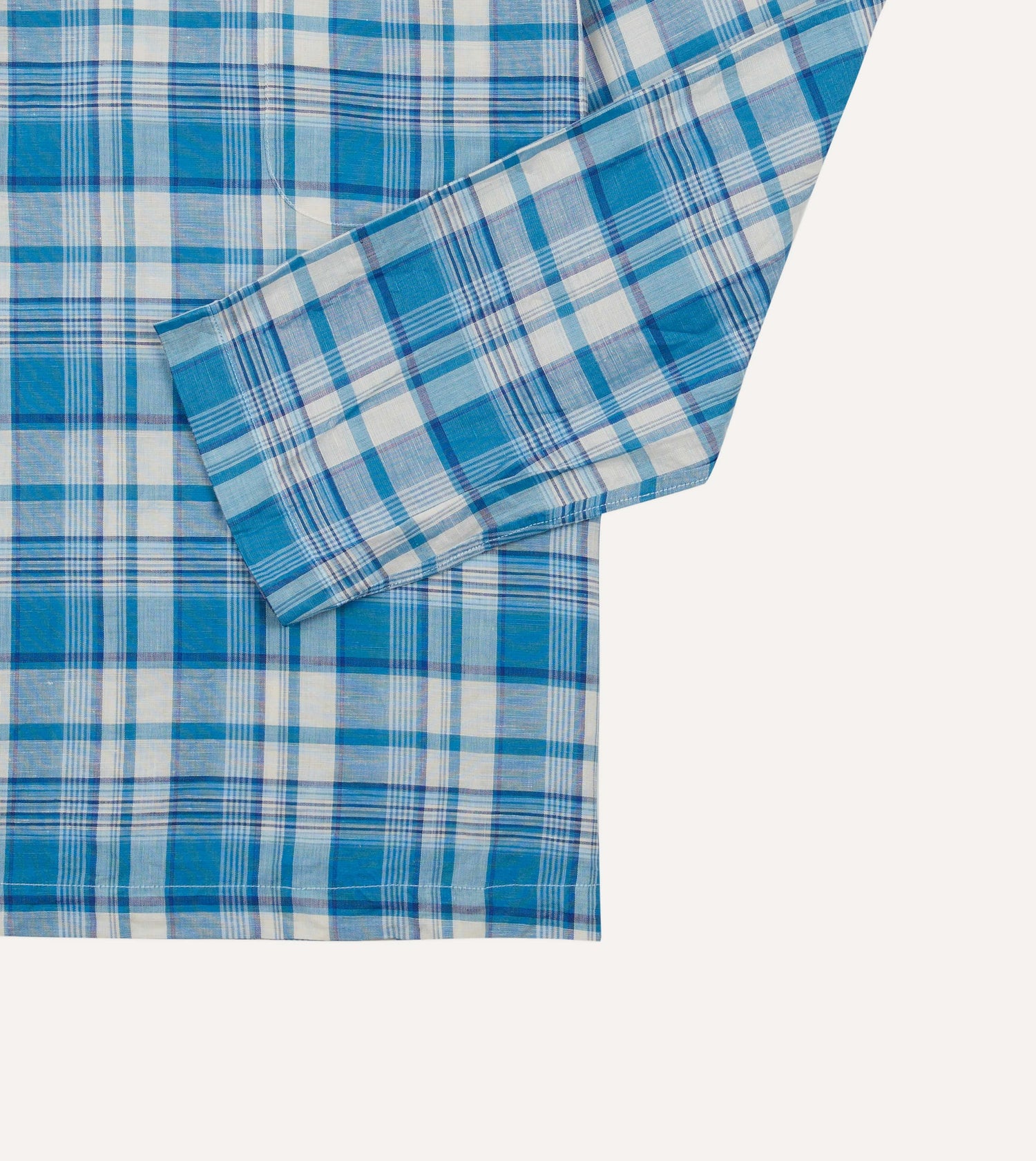 Blue Madras Check Linen Smock Shirt