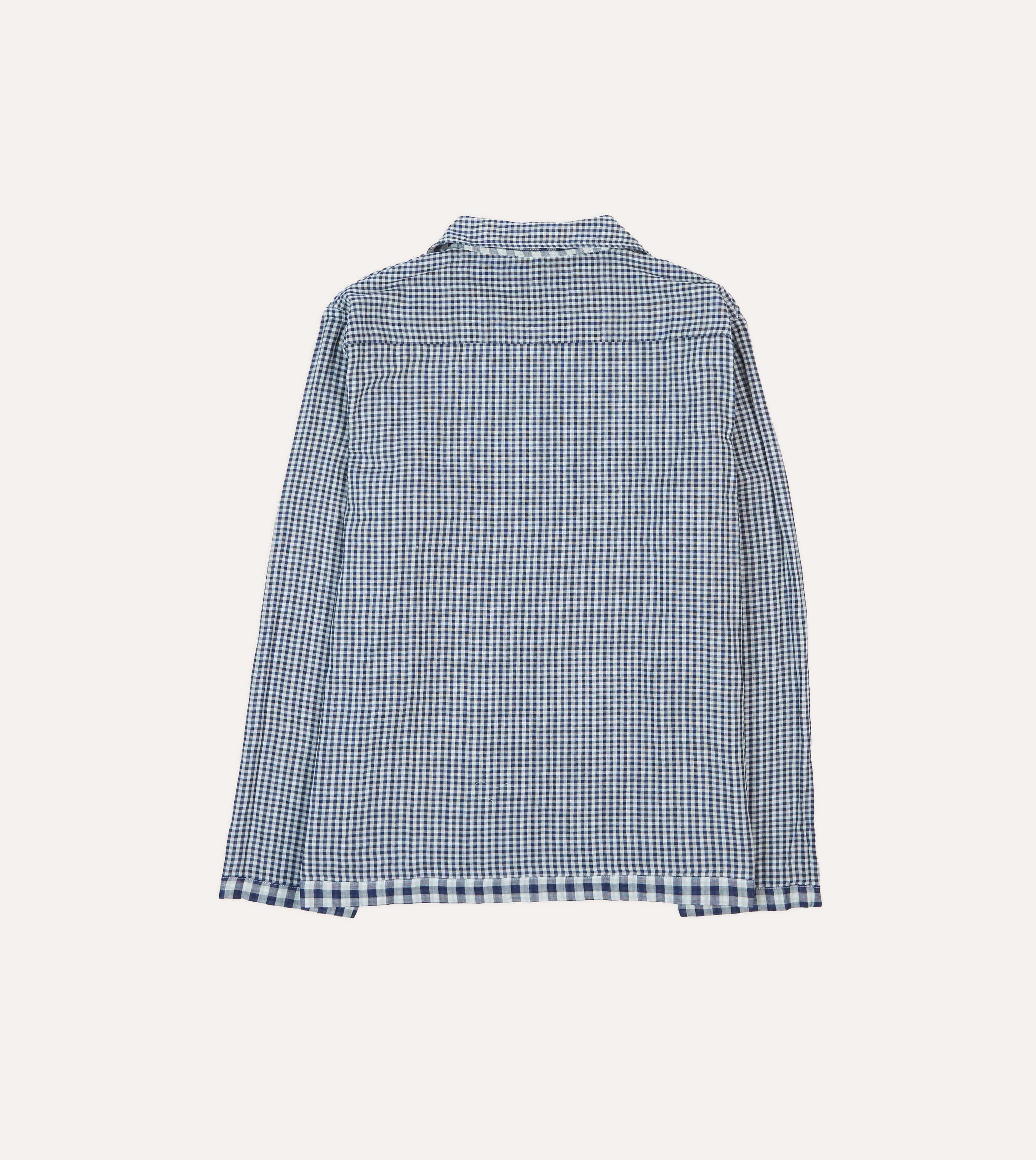 Navy Gingham Cotton Reversible Smock