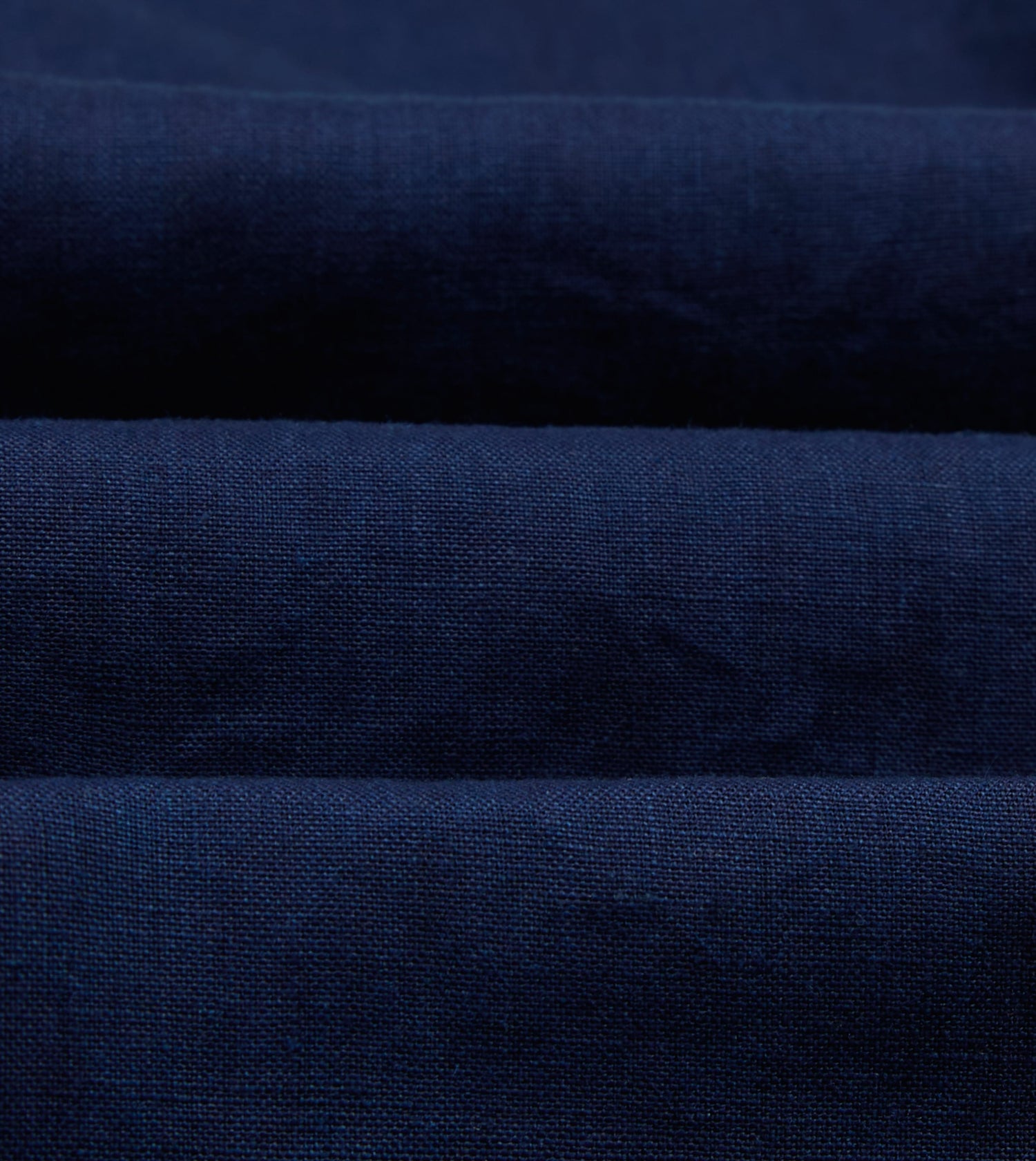 Indigo Linen Two-Pocket Long Point Collar Work Shirt