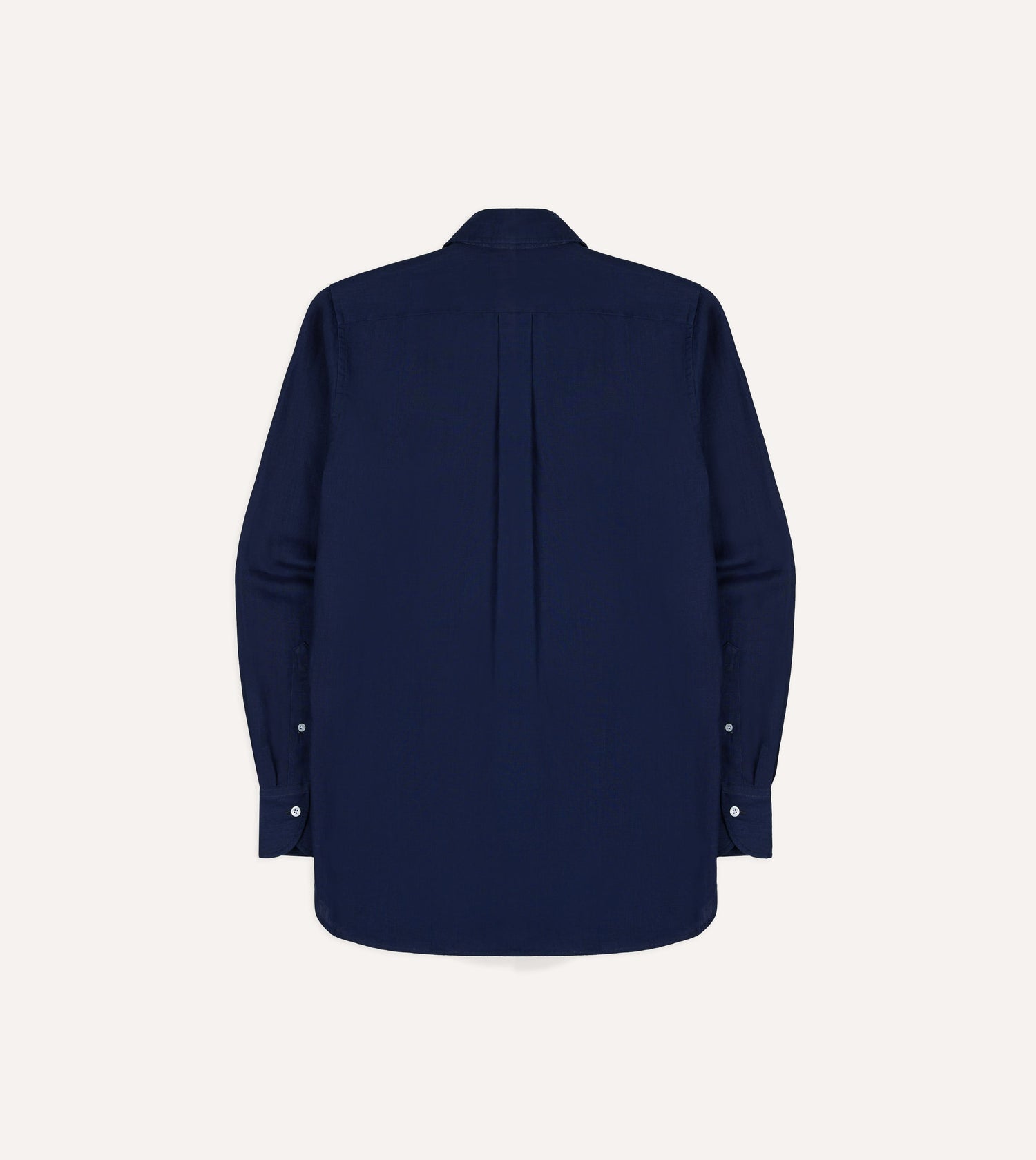 Indigo Linen Two-Pocket Long Point Collar Work Shirt