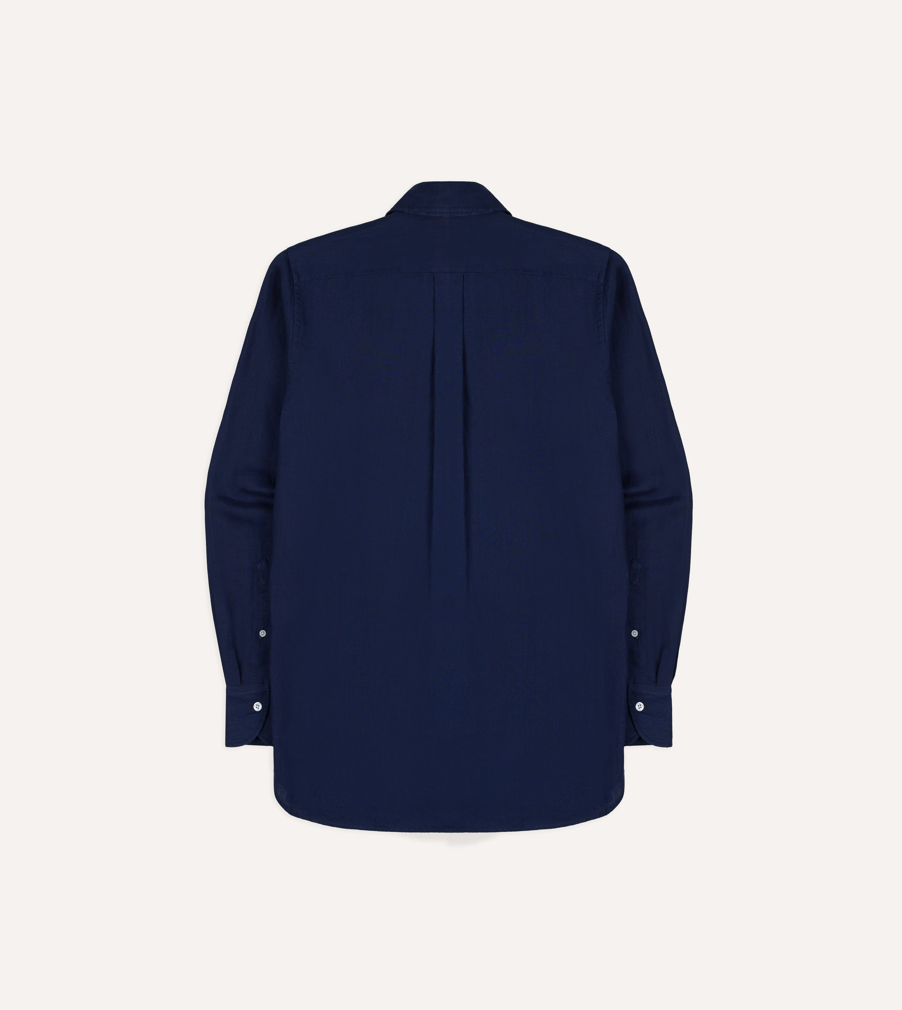Indigo Linen Two-Pocket Long Point Collar Work Shirt