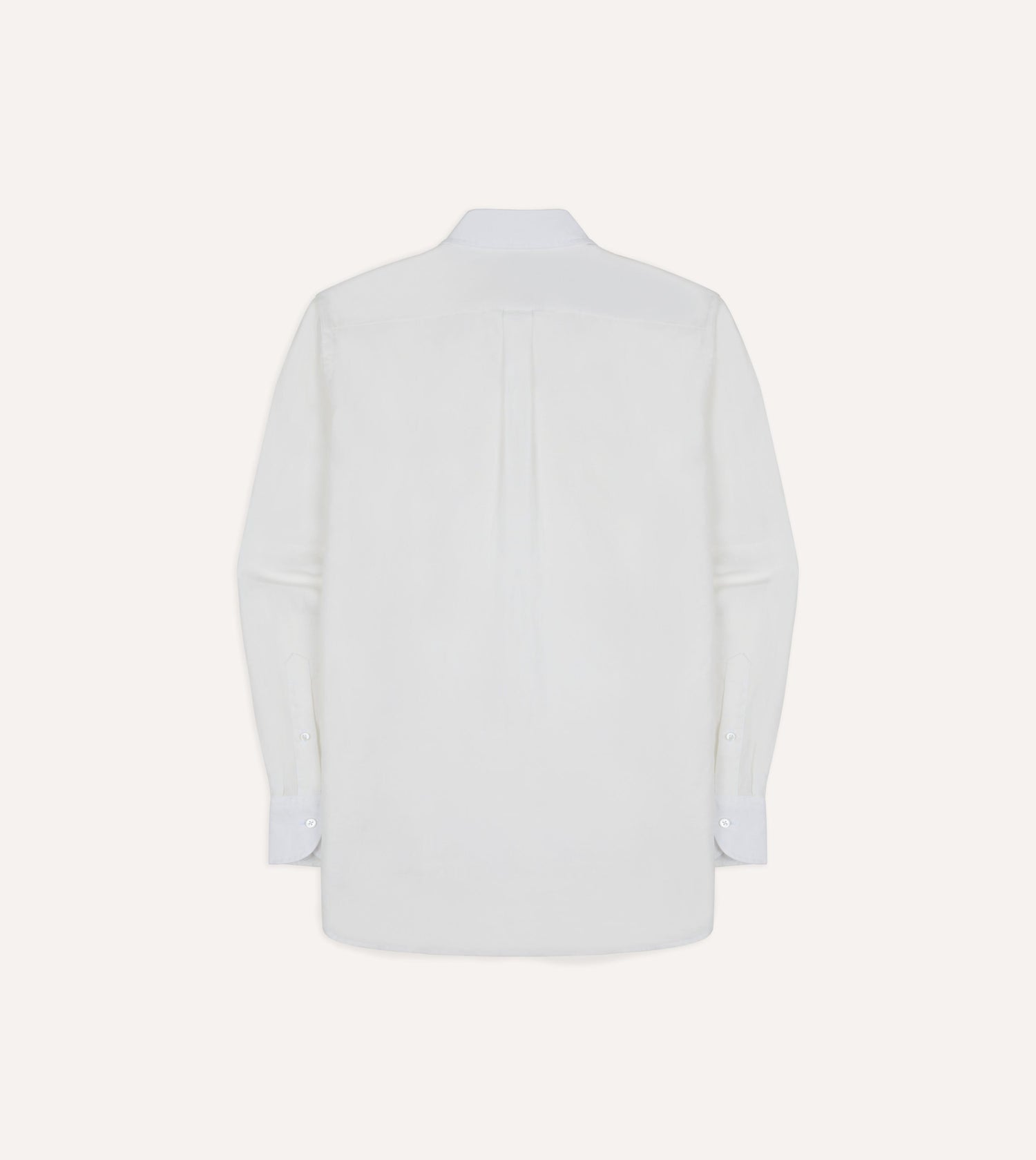 White Linen Two-Pocket Long Point Collar Work Shirt