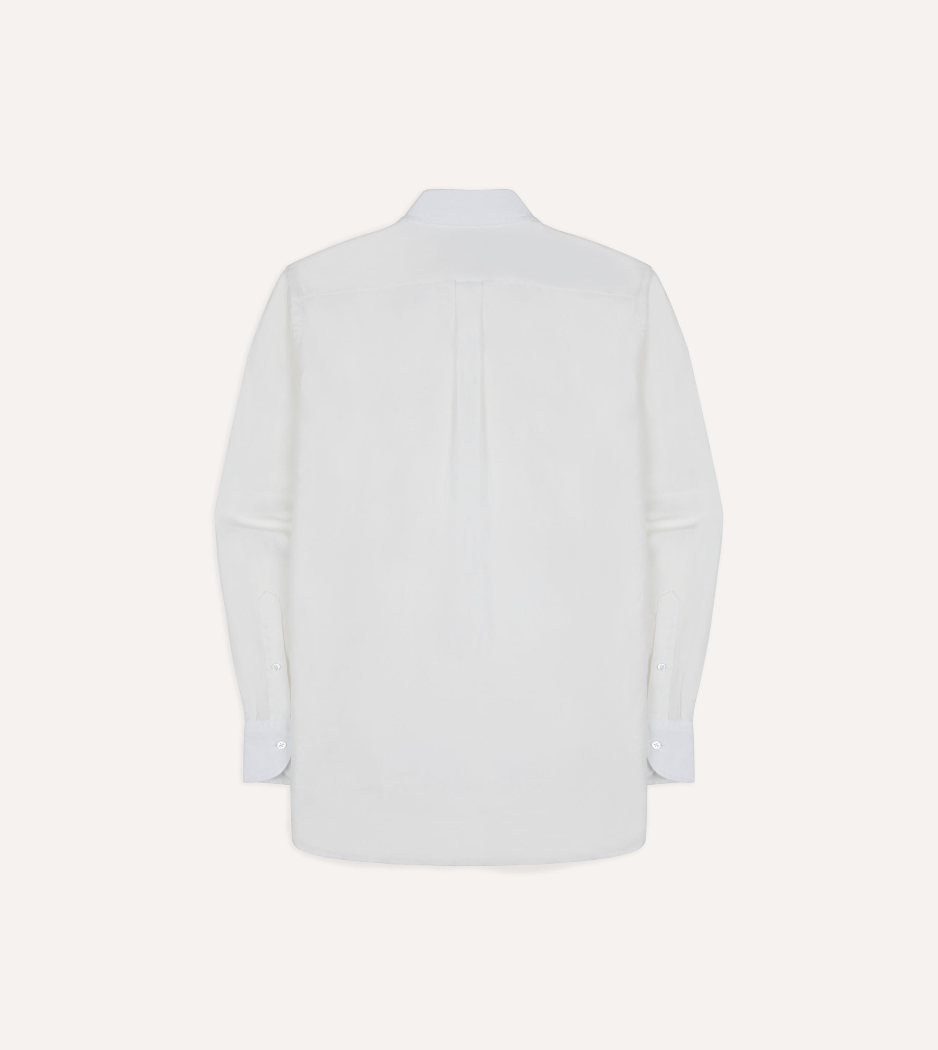 White Linen Two-Pocket Long Point Collar Work Shirt