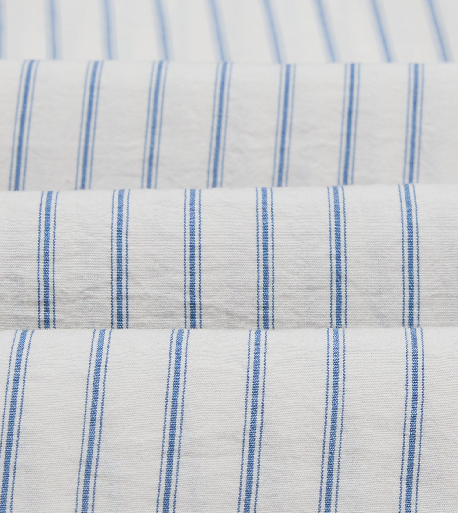 White and Blue Stripe Linen-Cotton Long Point Collar Shirt