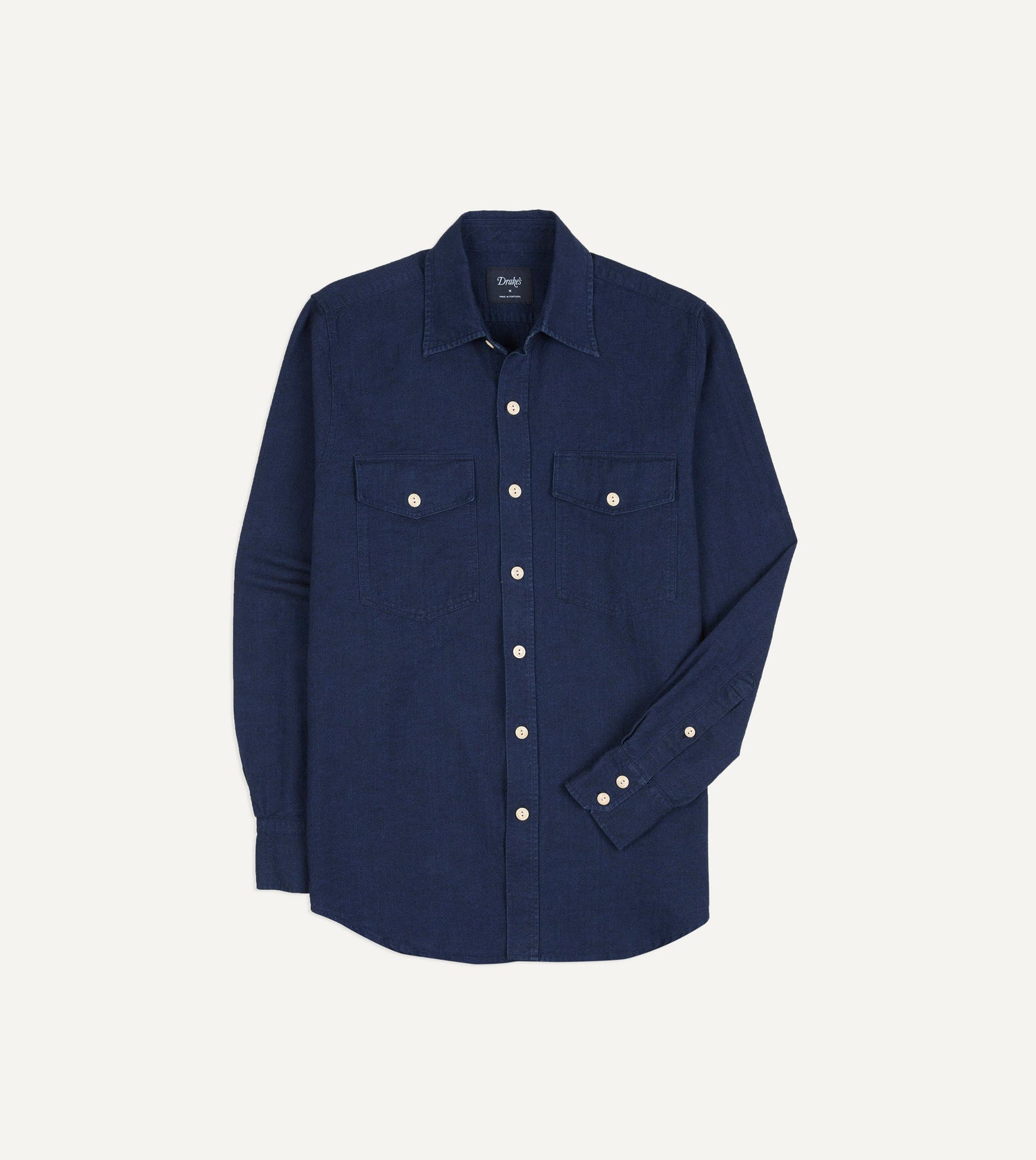 Indigo Cotton Long Point Collar Work Shirt